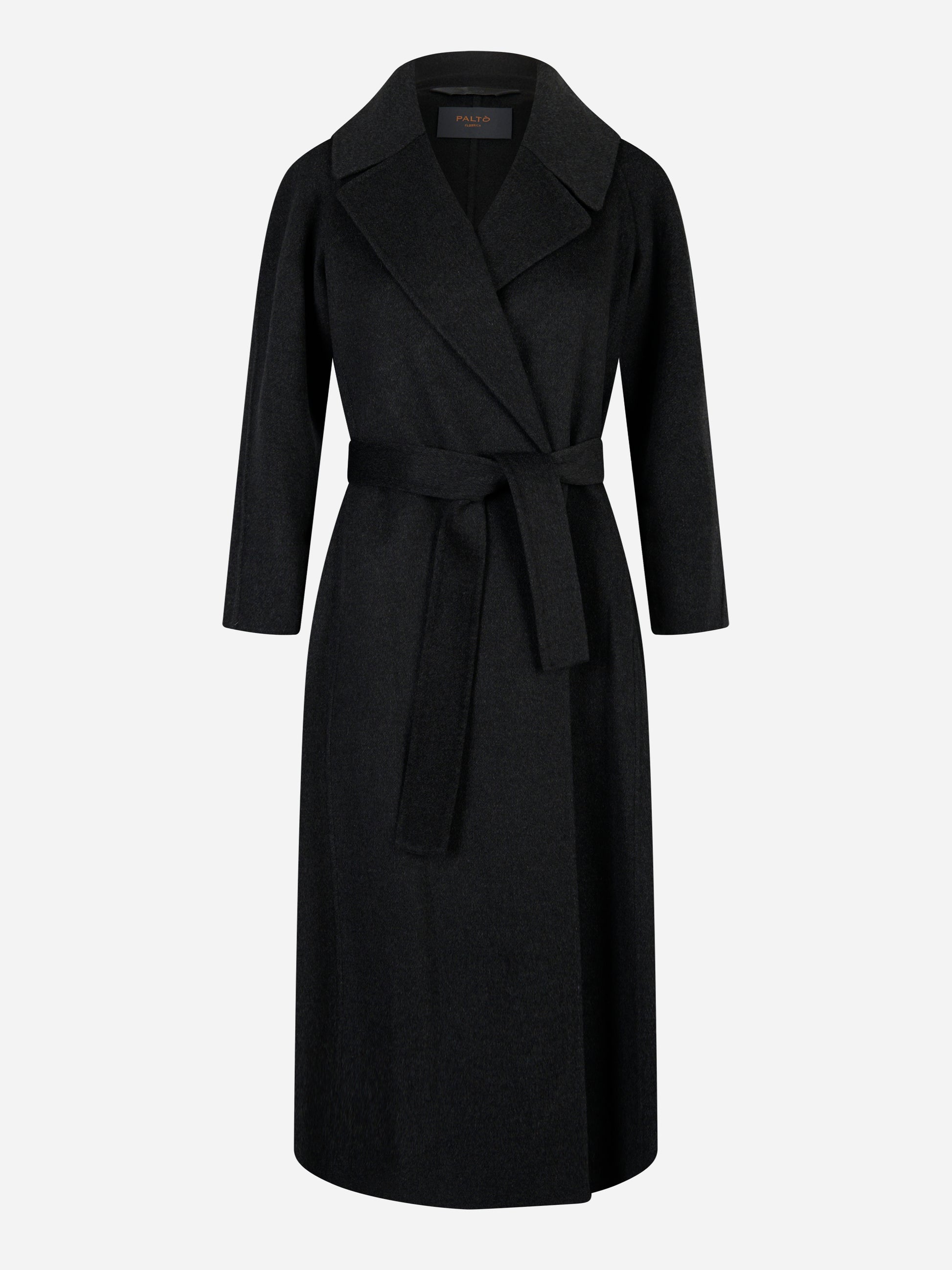 Cappotto Paola in double di lana con cintura Grigio