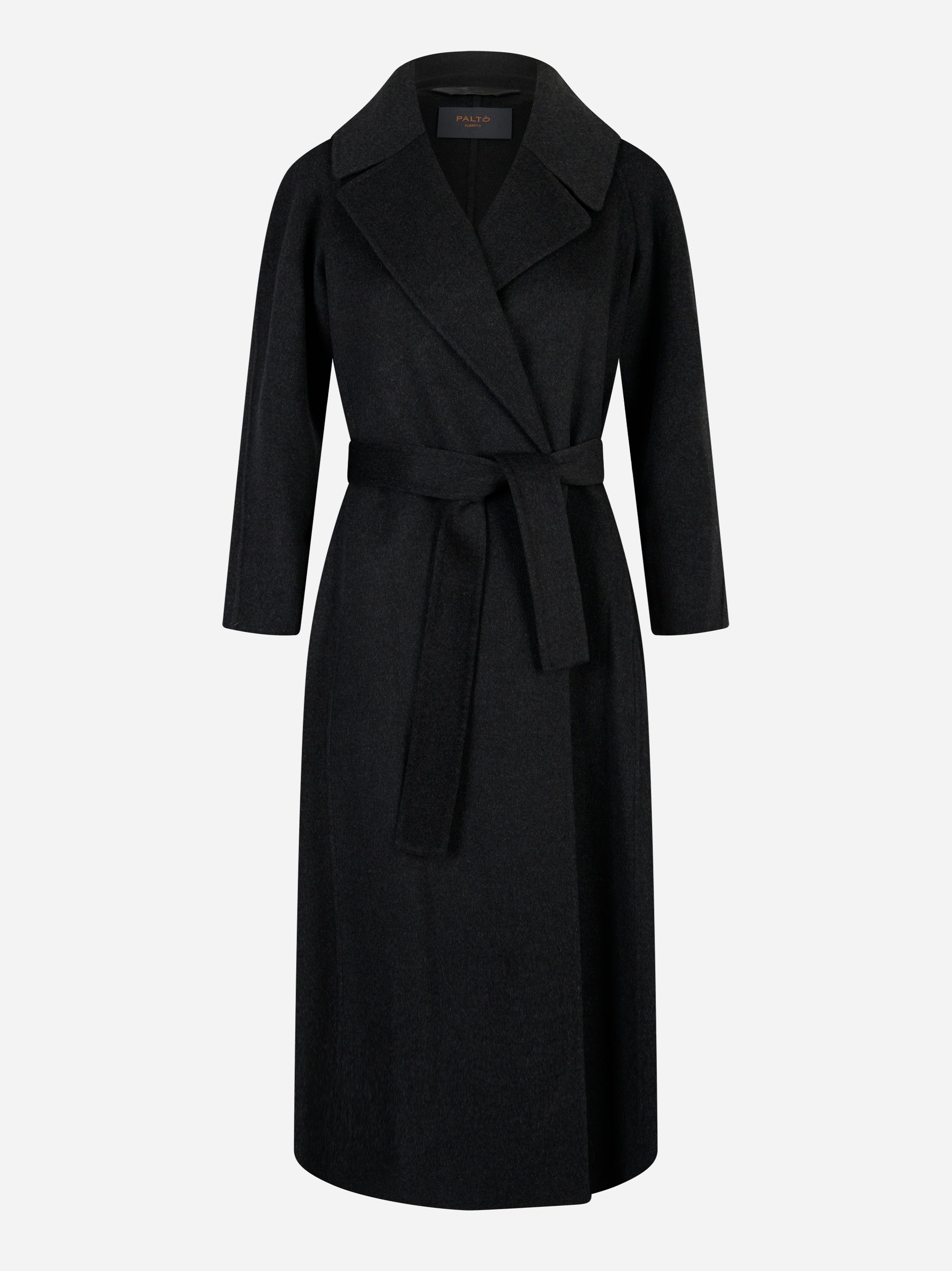 Cappotto Paola in double di lana con cintura Grigio