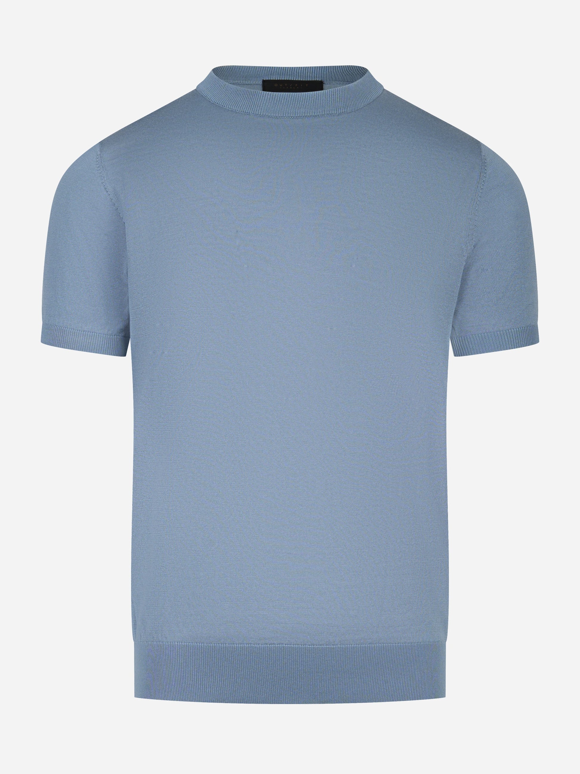 Maglia manica corta in misto cotone celeste