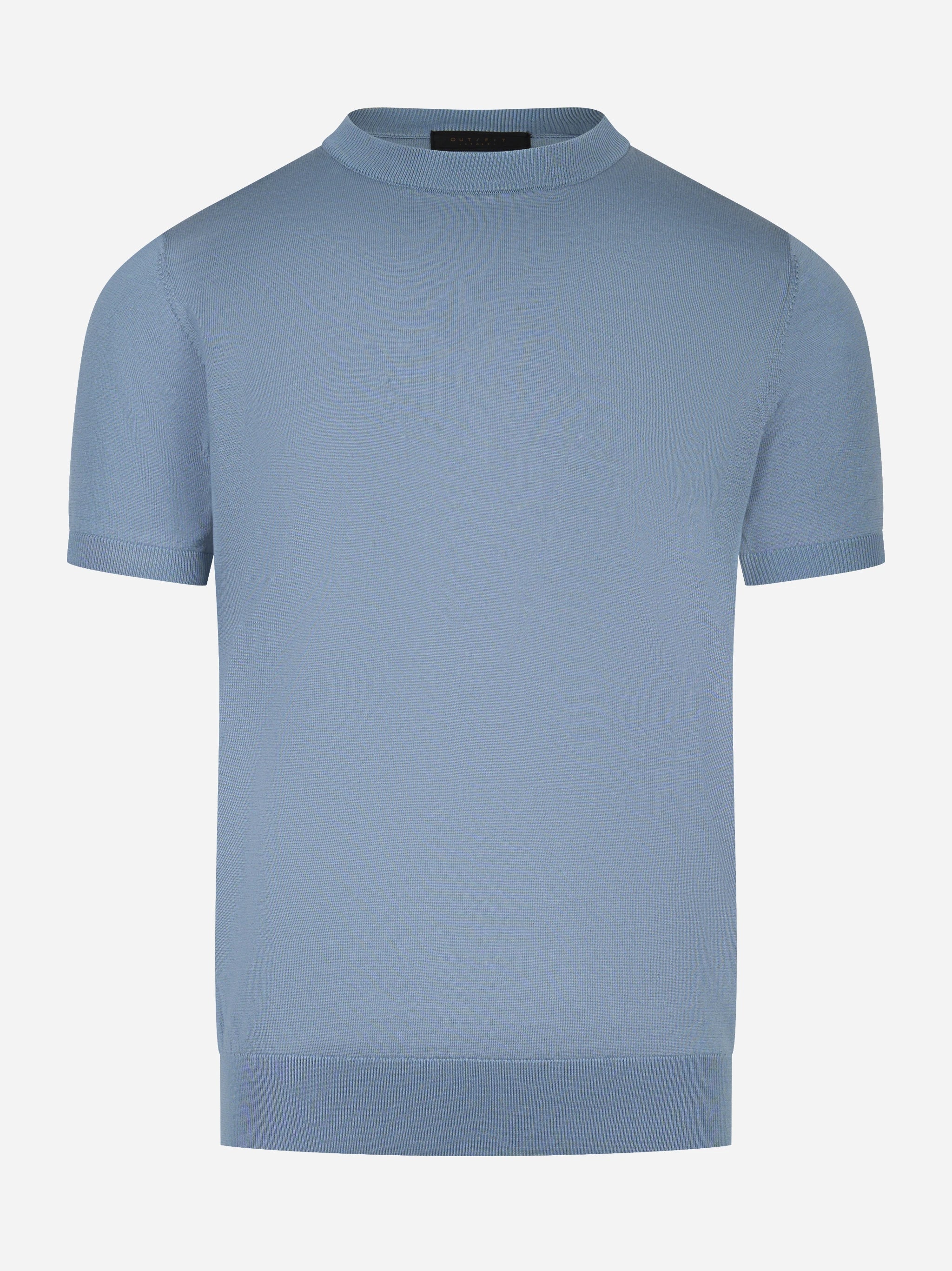 Maglia manica corta in misto cotone celeste