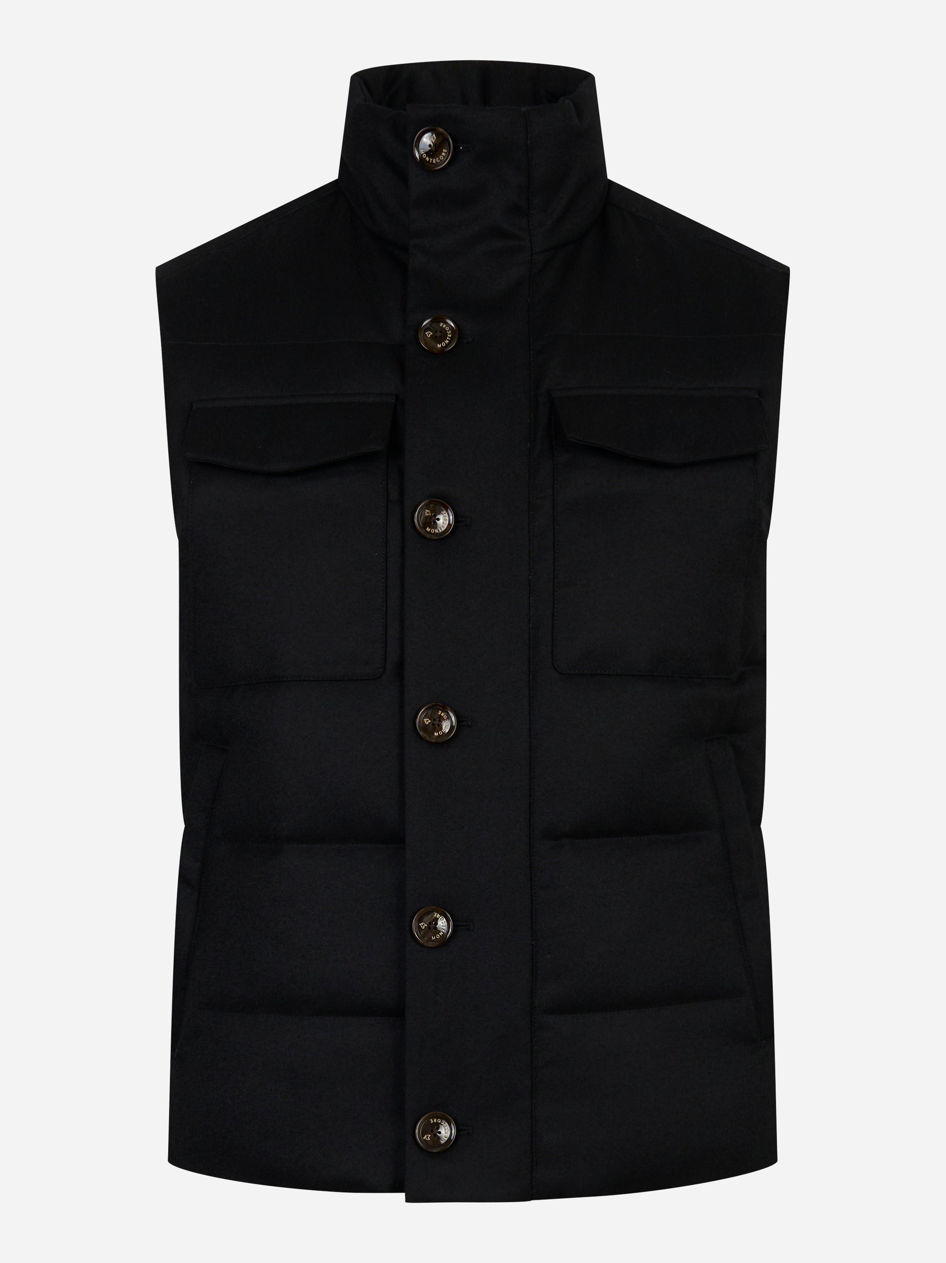 Gilet in lana con interno in piuma Nero