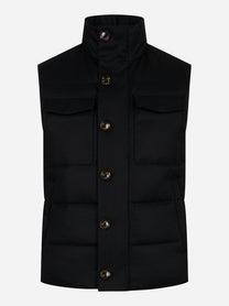 Gilet in lana con interno in piuma Nero
