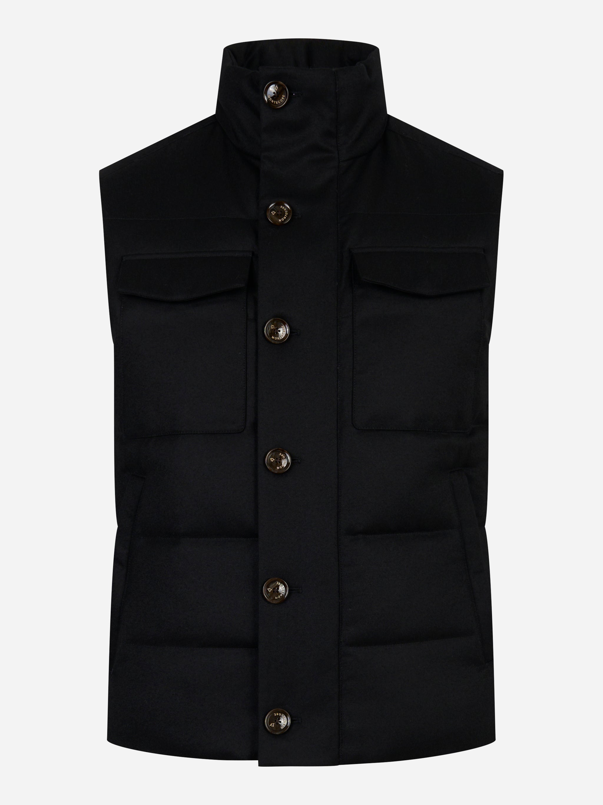 Gilet in lana con interno in piuma Nero