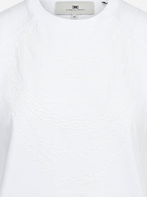 T-shirt girocollo in cotone bianca
