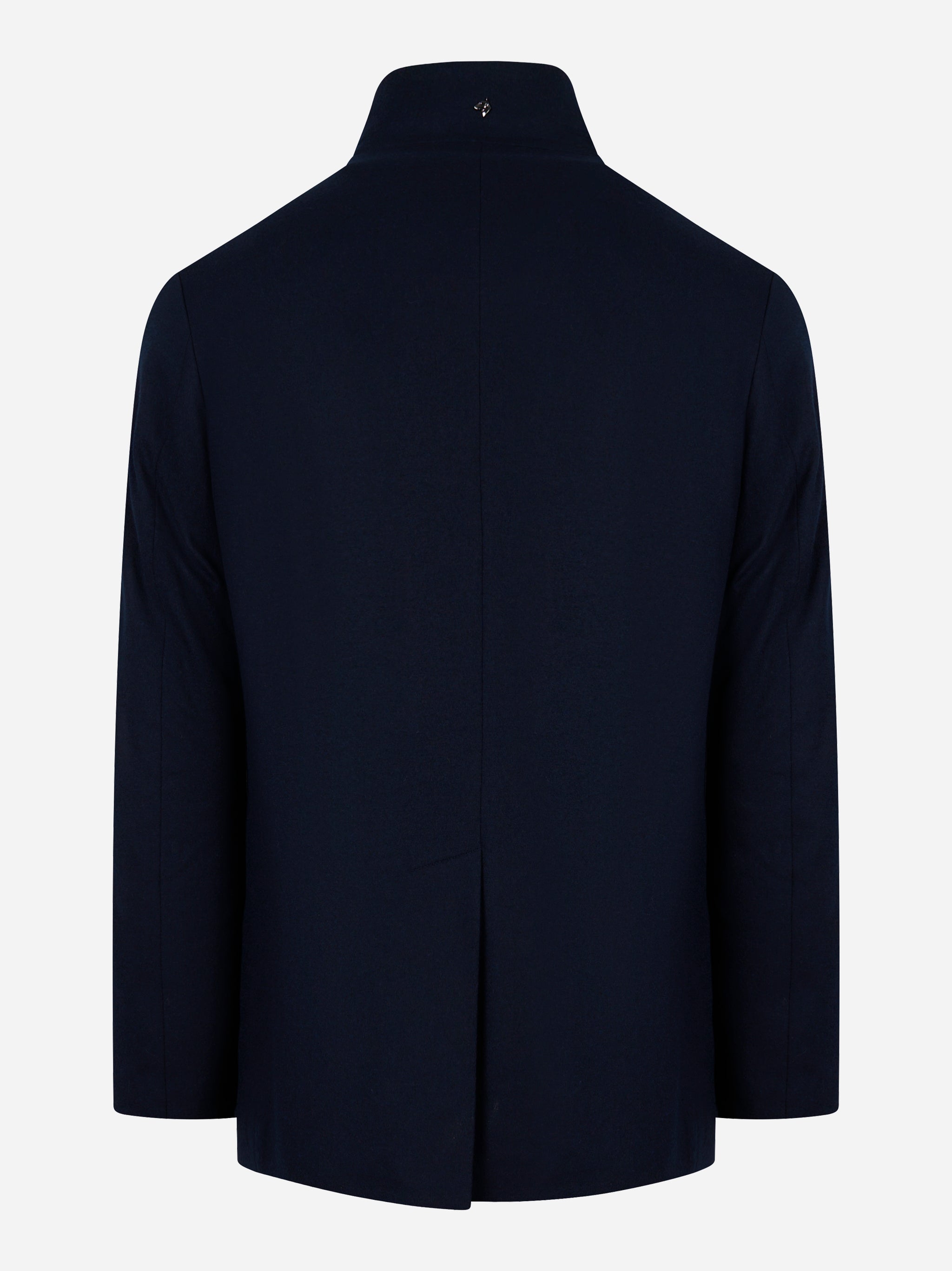 Giacca lunga in lana con interno in piuma Blu