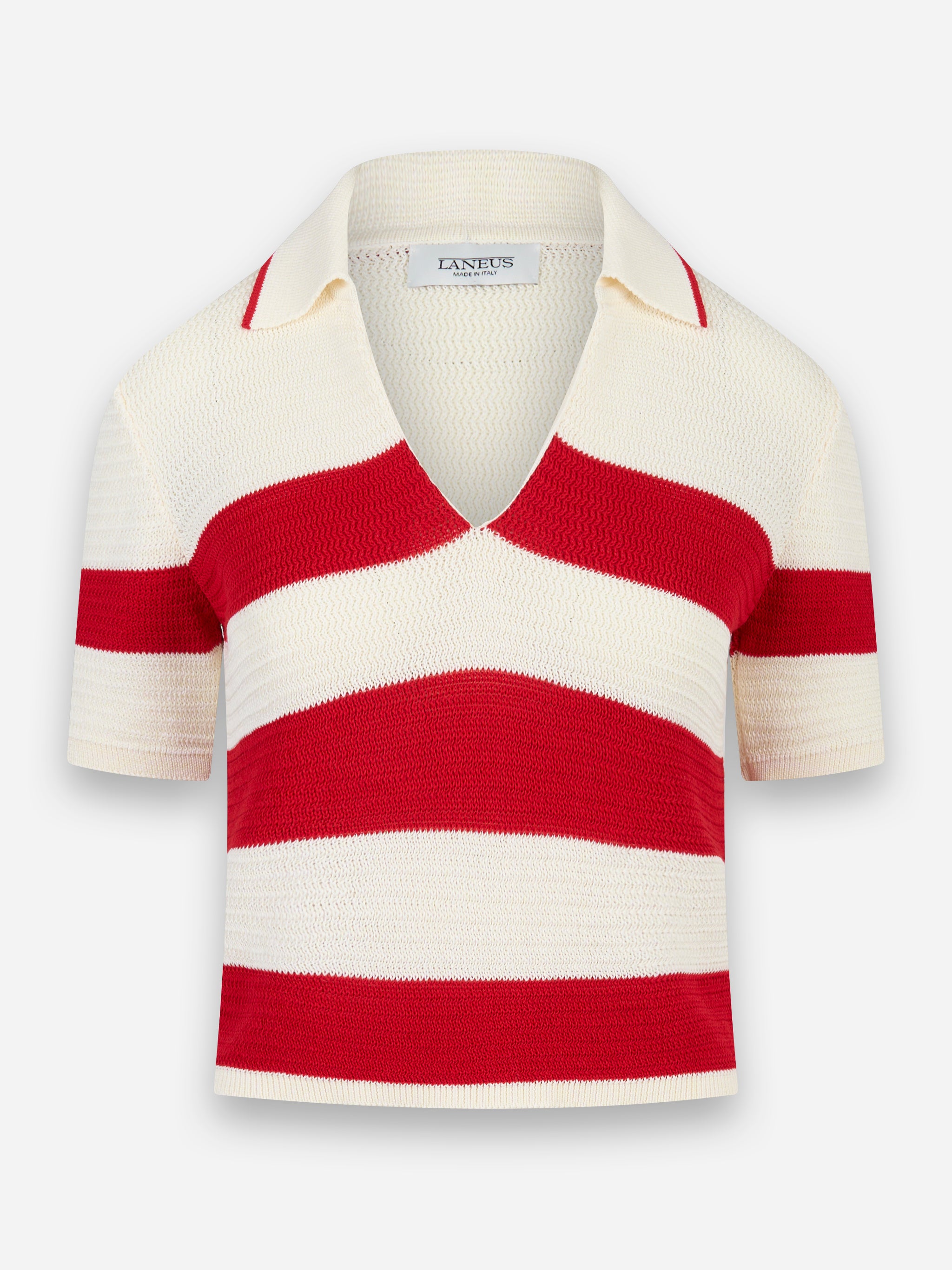 Polo in cotone con motivo a righe Rosso