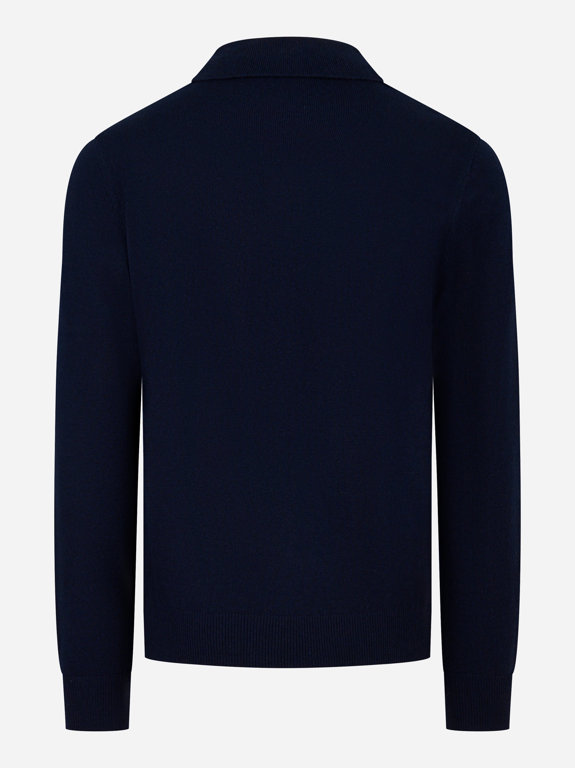 Polo Covent manica lunga in lana merinos e cashmere Blu