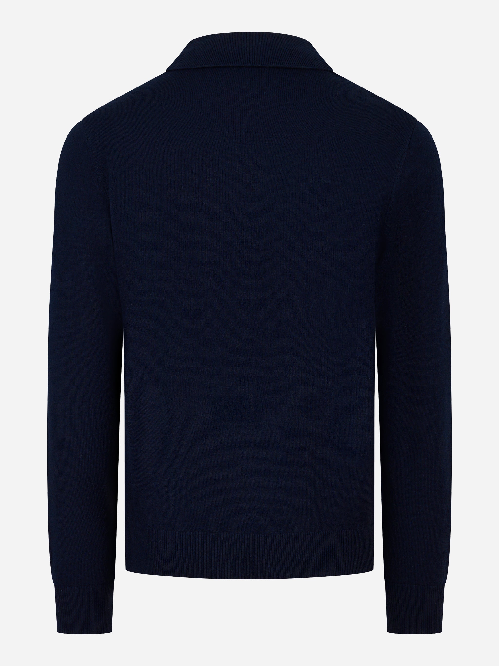 Polo Covent manica lunga in lana merinos e cashmere Blu