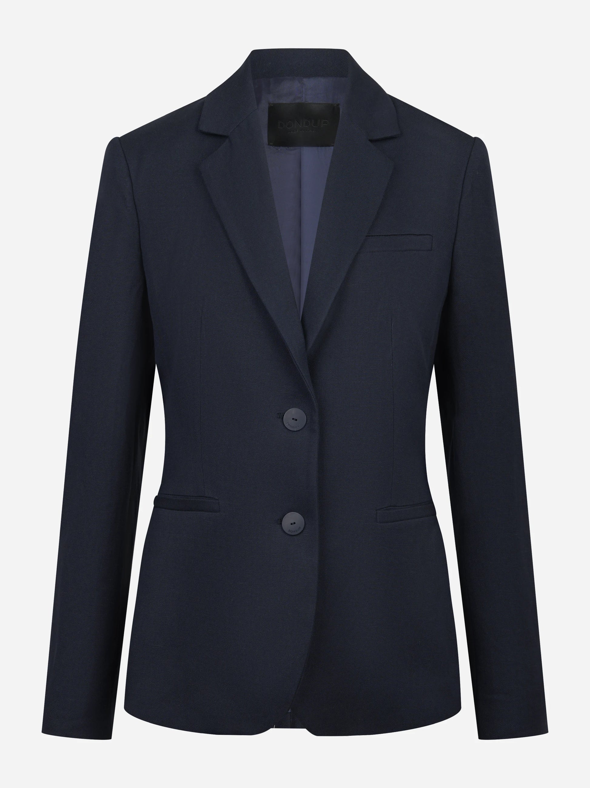 Blazer monopetto blu in viscosa e lino