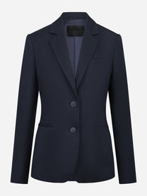 Blazer monopetto blu in viscosa e lino
