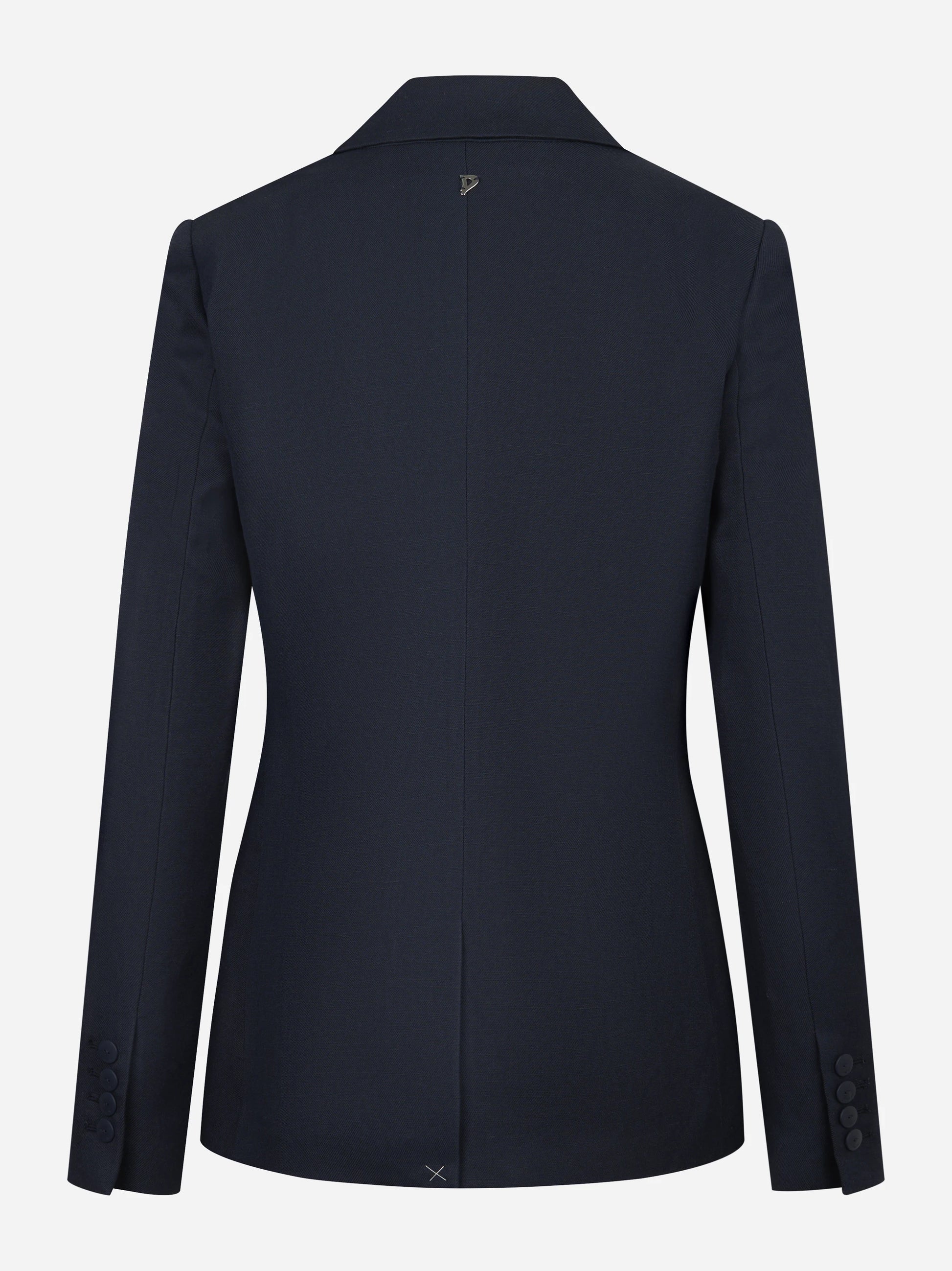 Blazer monopetto blu in viscosa e lino