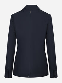 Blazer monopetto blu in viscosa e lino