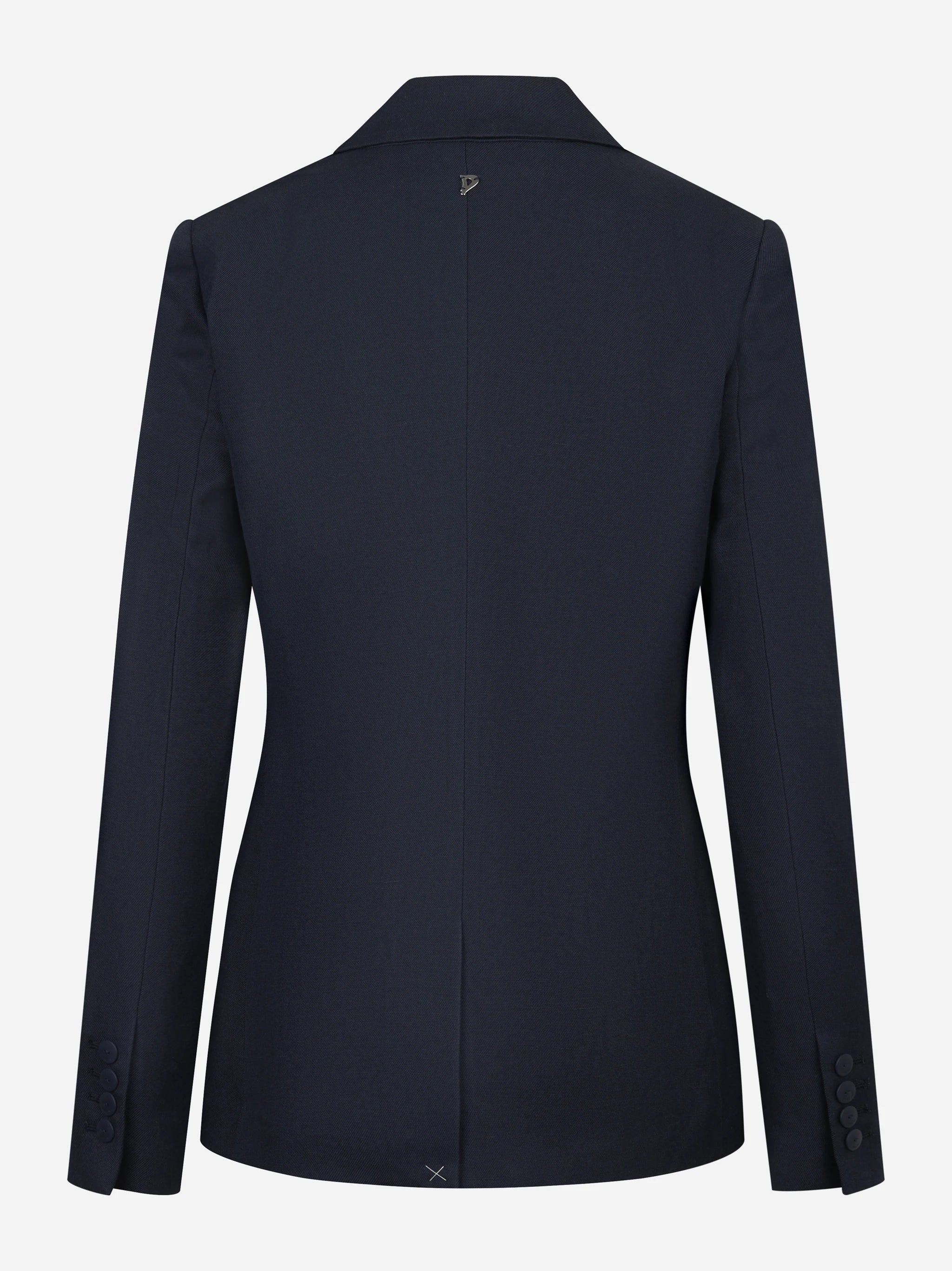 Blazer monopetto blu in viscosa e lino