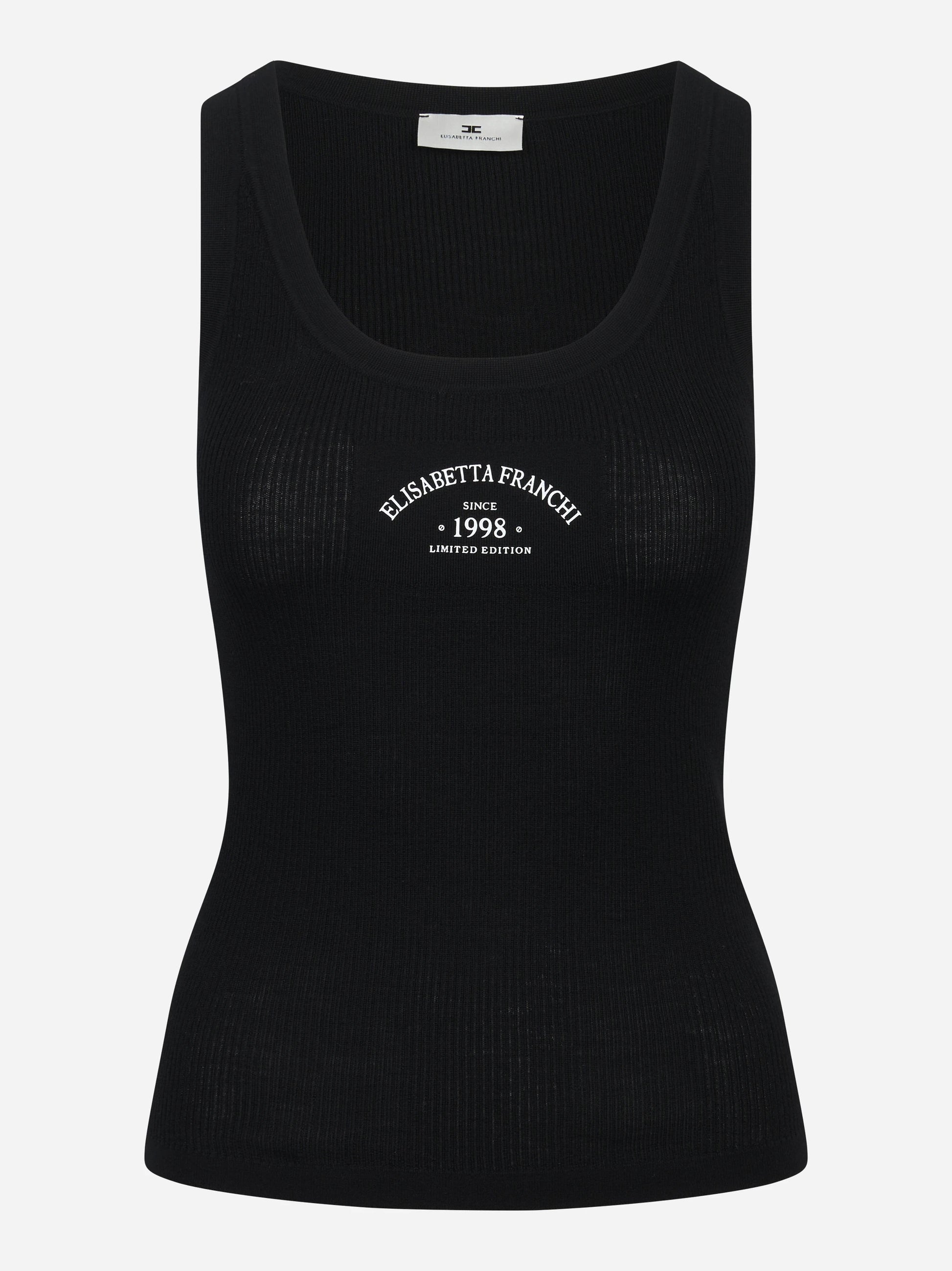 Top in maglia nero con logo