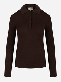 Polo Odel in lana merinos Marrone