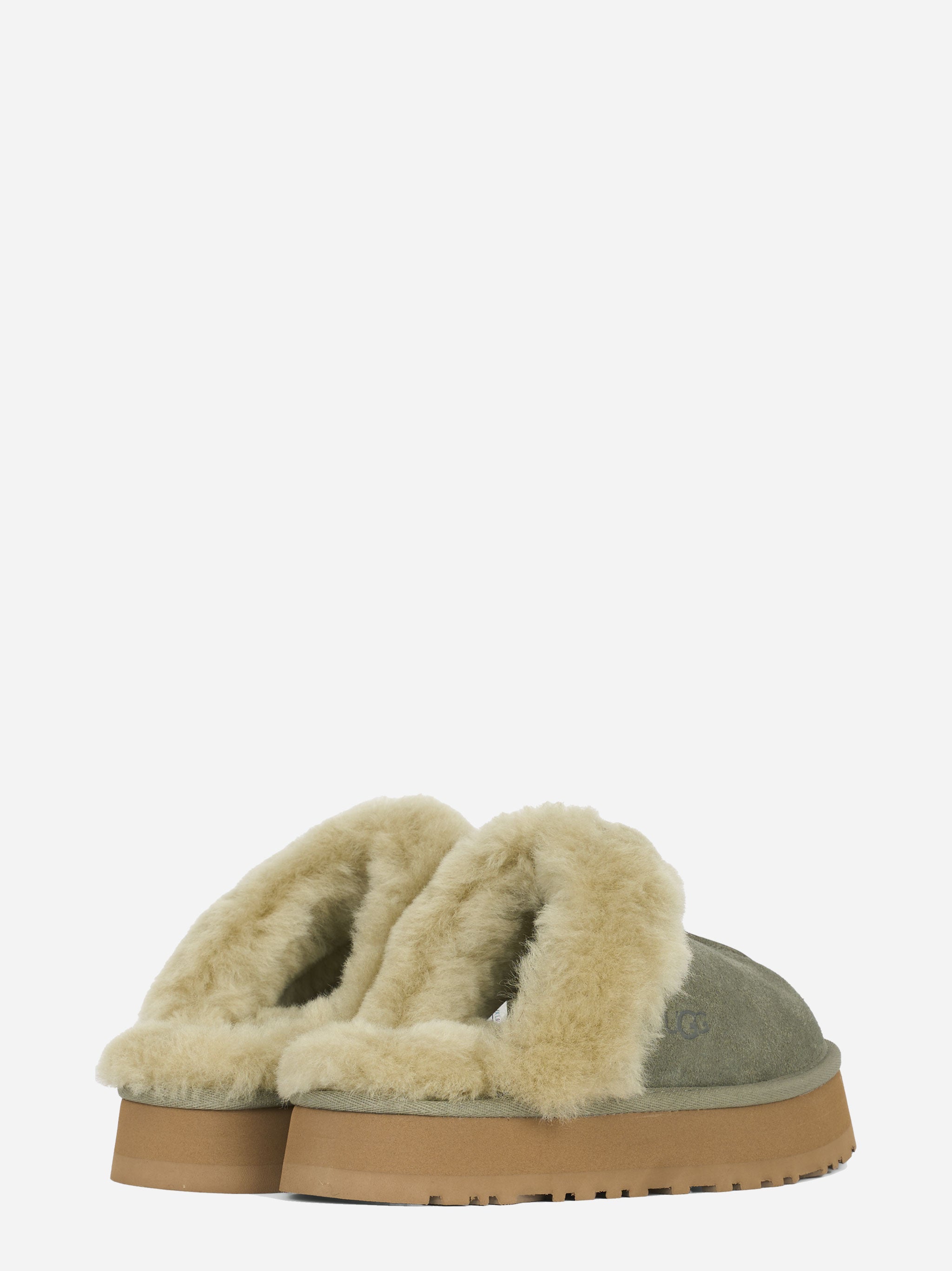 Ciabatta Disquette in suede Verde