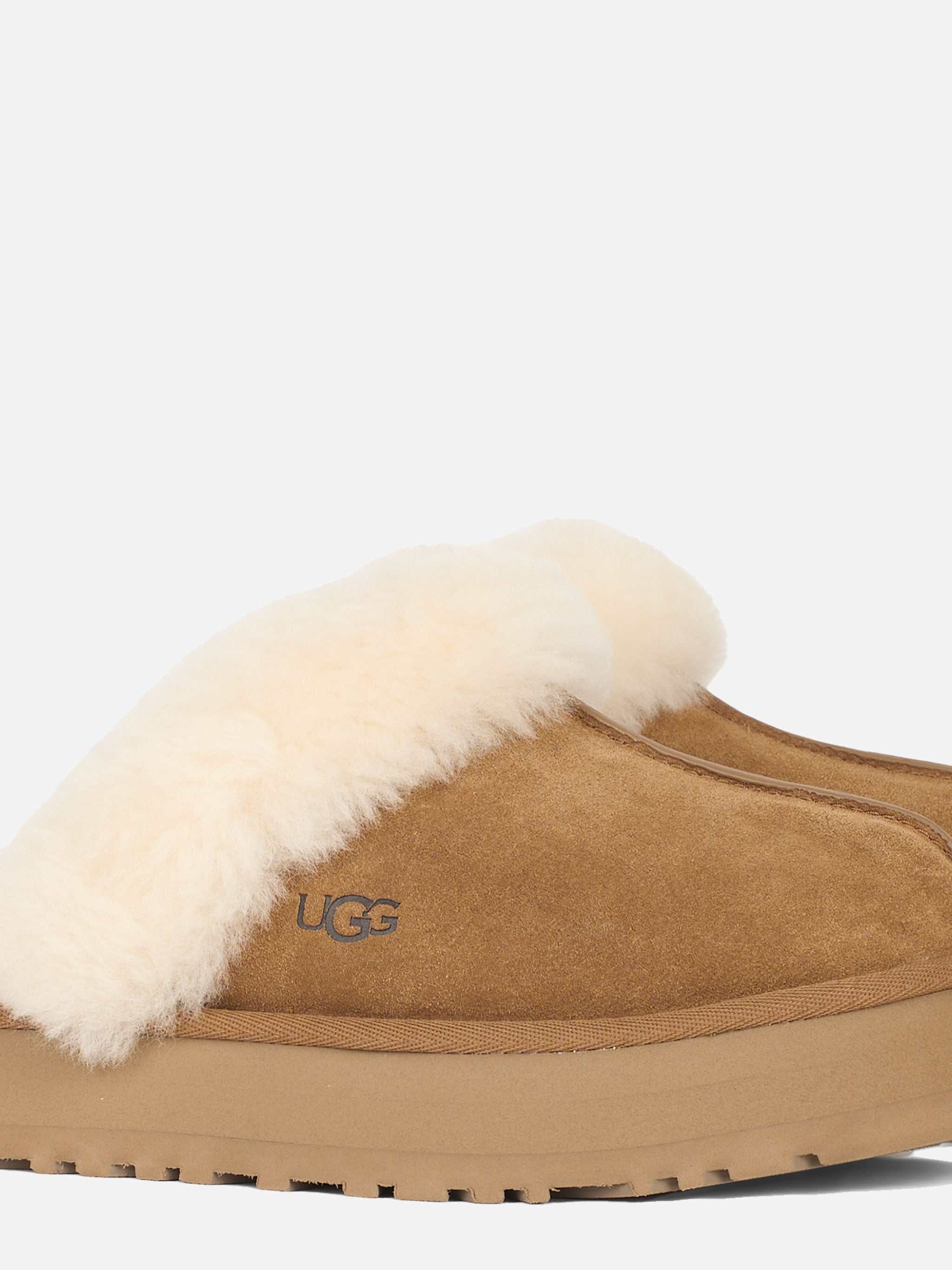 Ciabatta Disquette in suede Chestnut