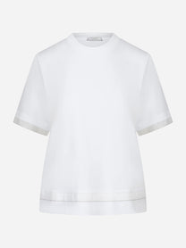 T-shirt girocollo cotone con organza