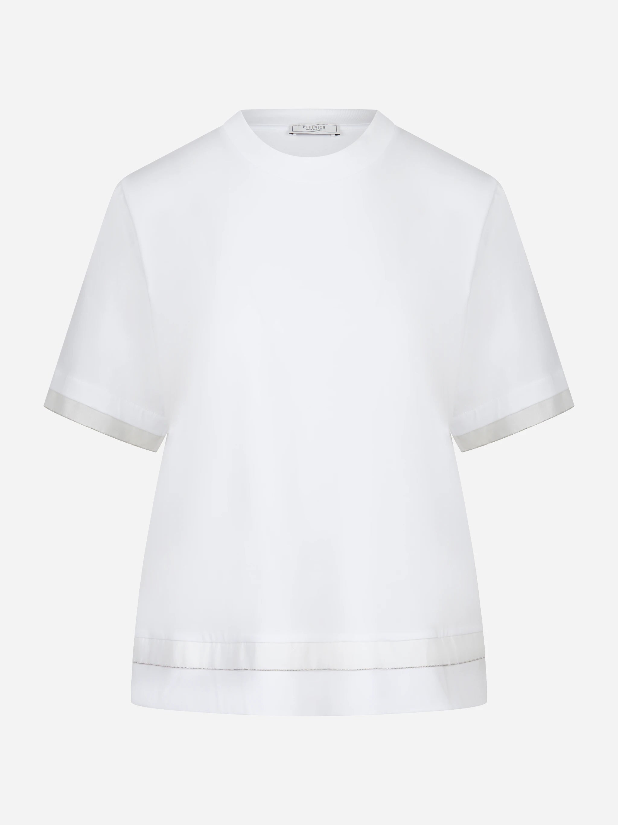 T-shirt girocollo cotone con organza
