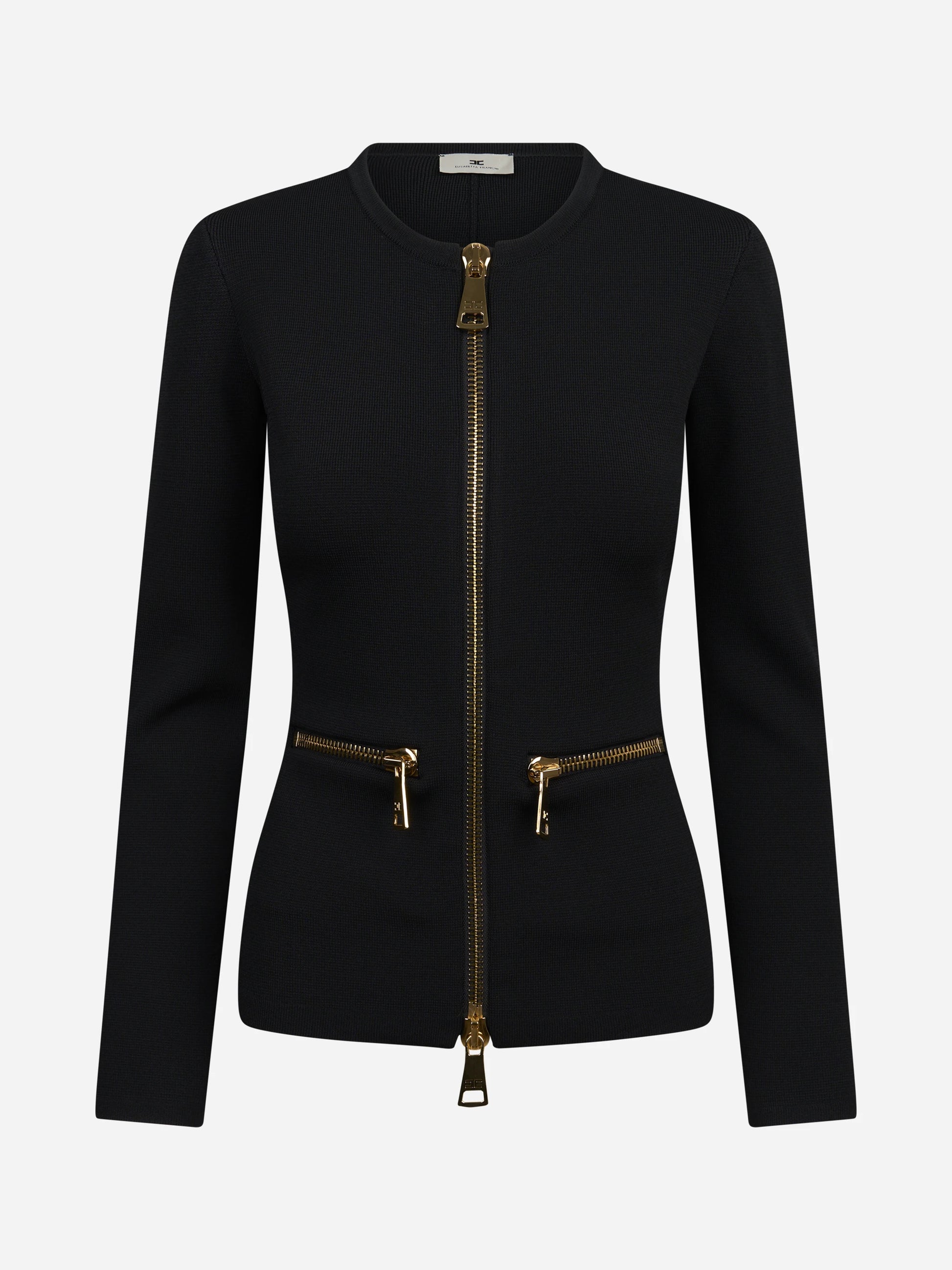 Cardigan in maglia con zip nero