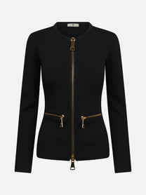 Cardigan in maglia con zip nero