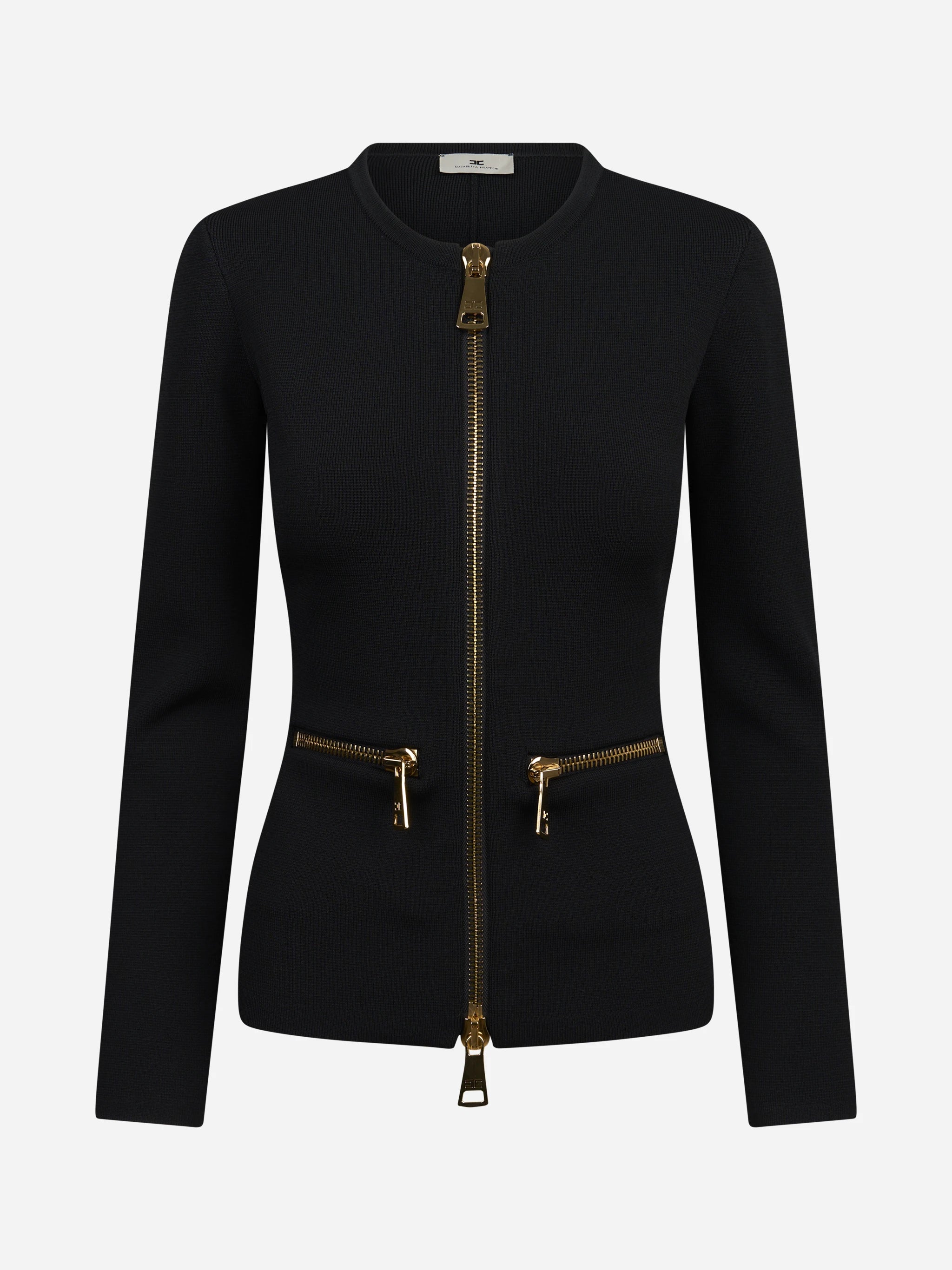 Cardigan in maglia con zip nero