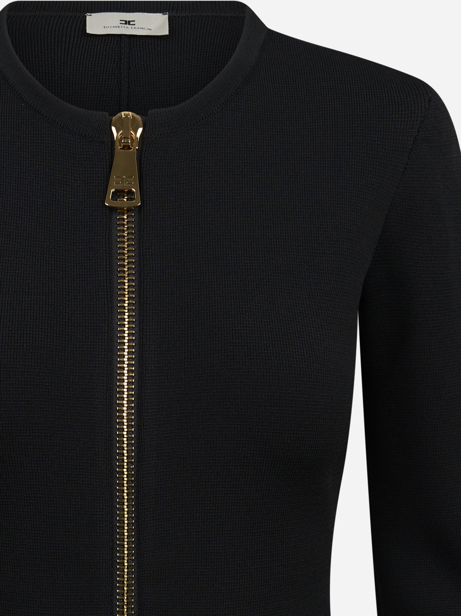 Cardigan in maglia con zip nero