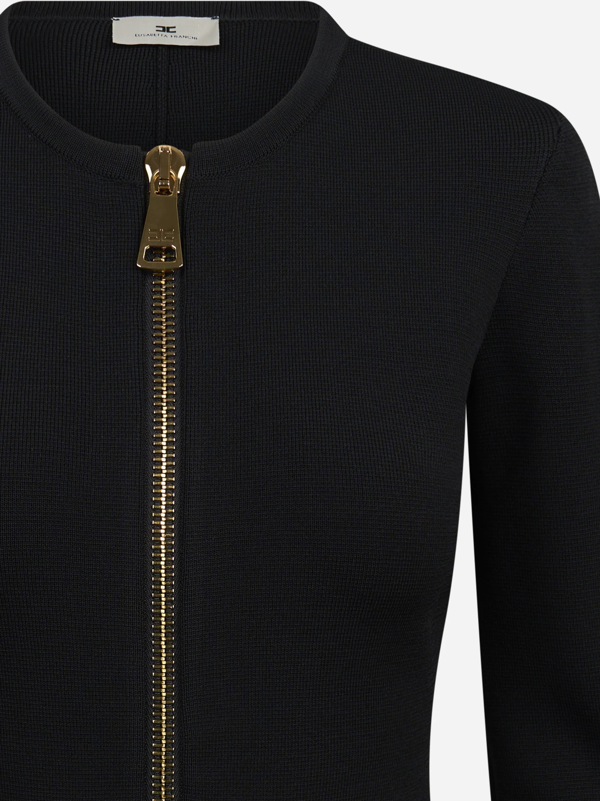 Cardigan in maglia con zip nero