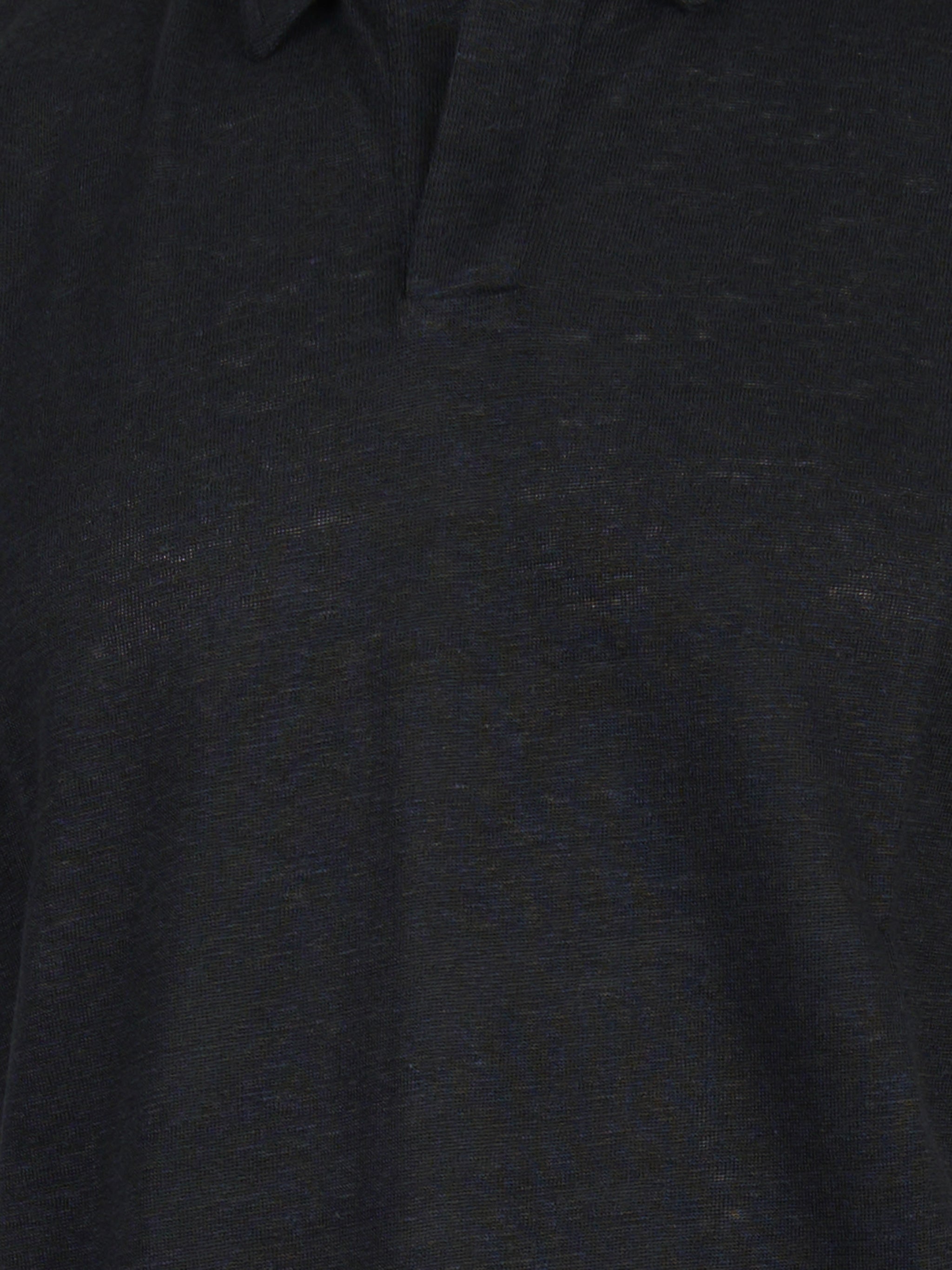 Polo Fraser con colletto skipper in puro lino Nero
