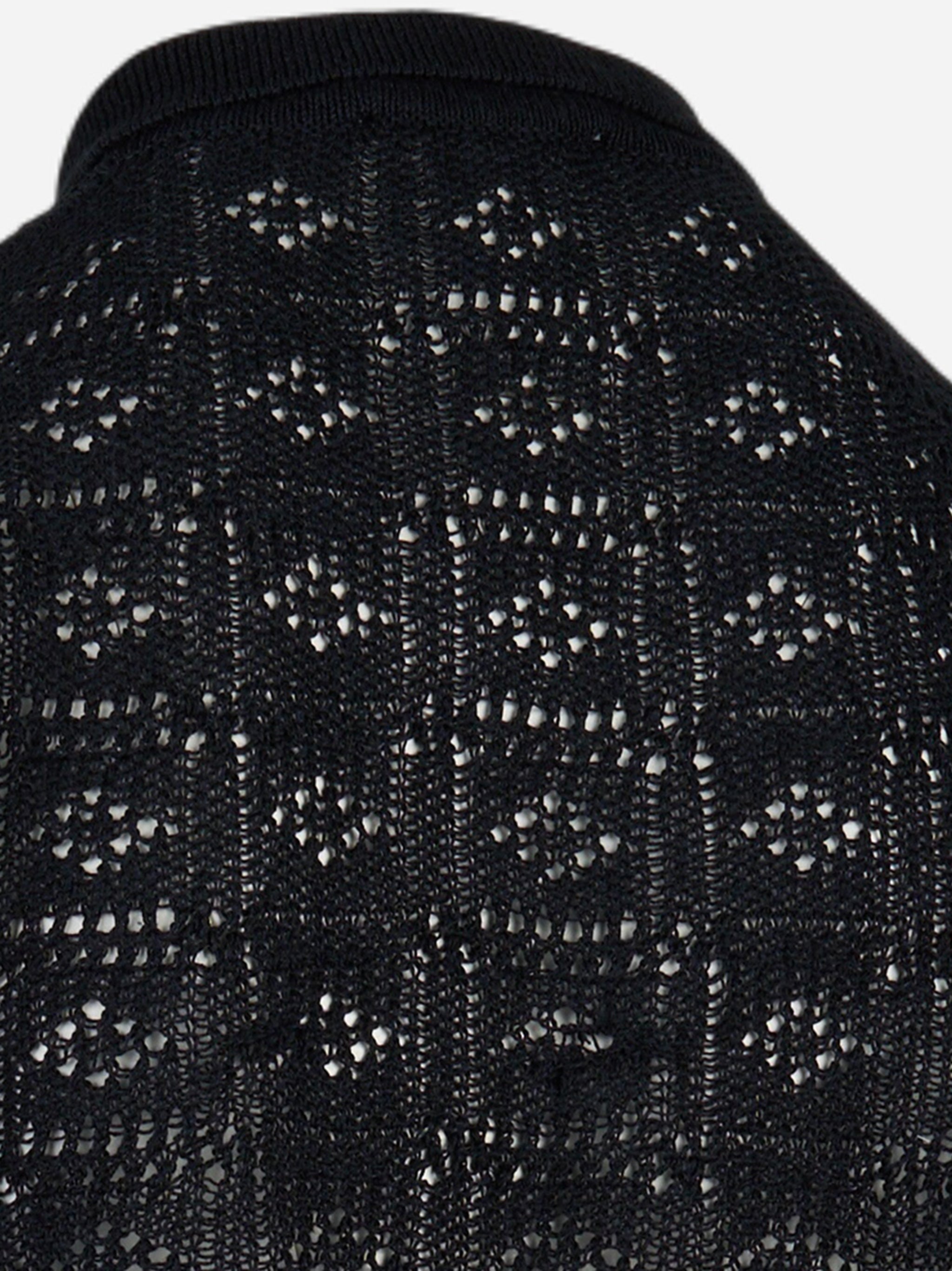 Polo camicia manica corta in cotone e lino Nero