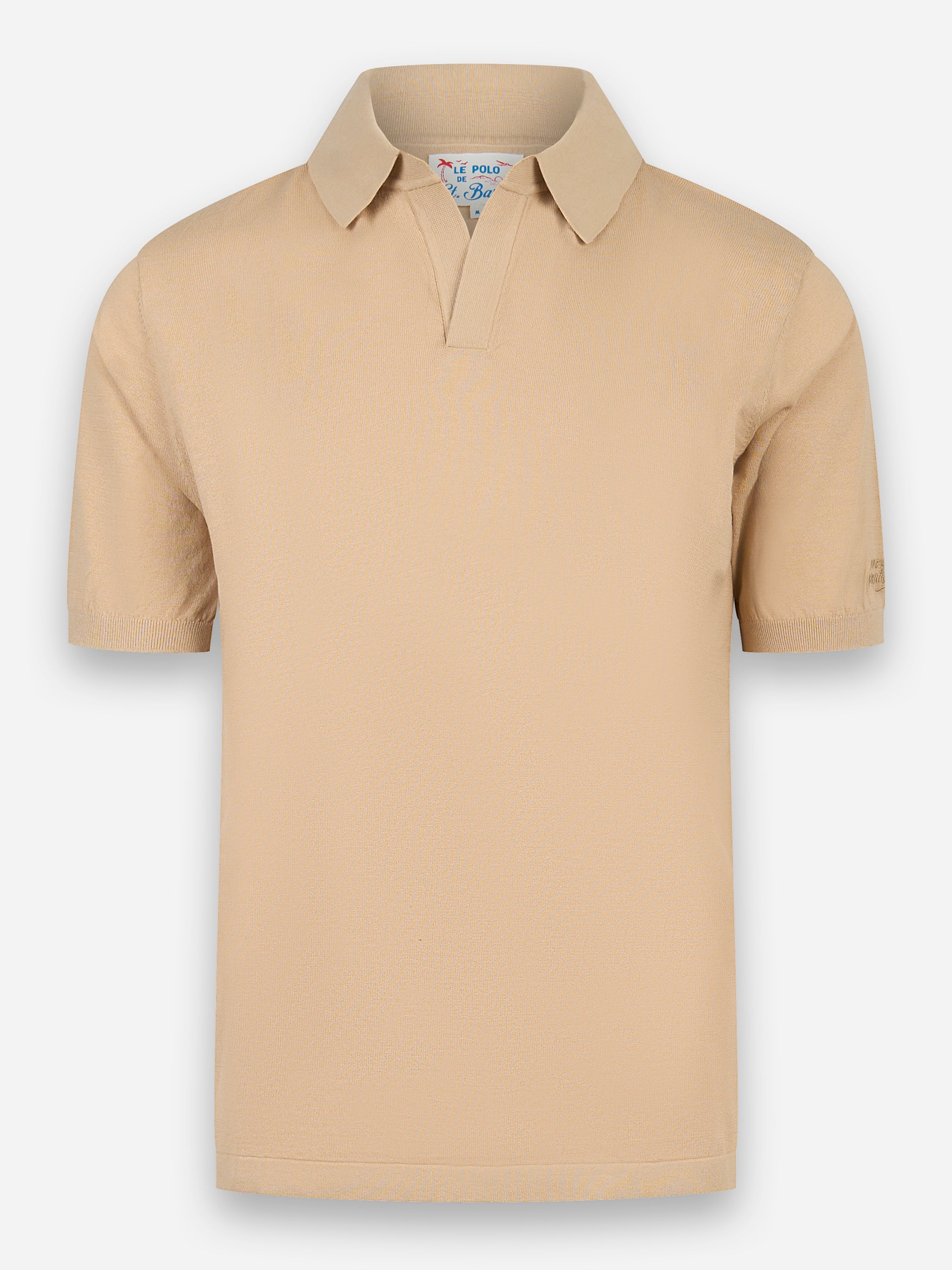 Polo Sloan con collo skipper in cotone Beige