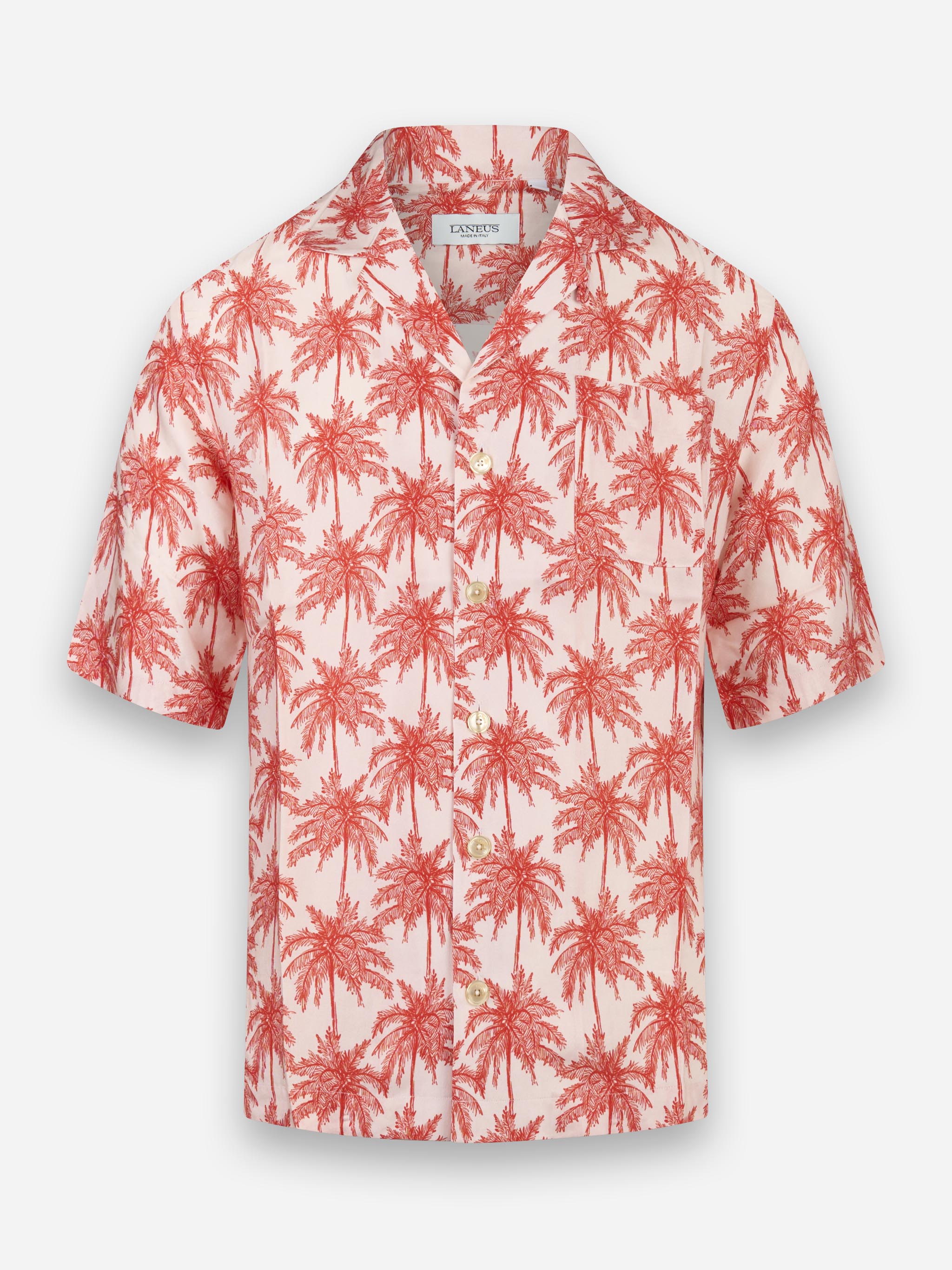 Camicia bowling con motivo a fiori Rosa