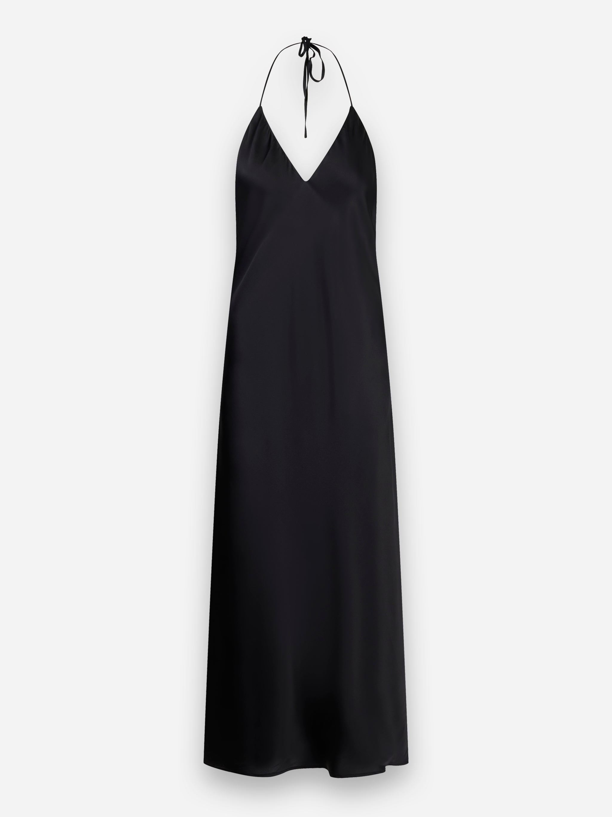 Abito lungo in seta stretch Nero