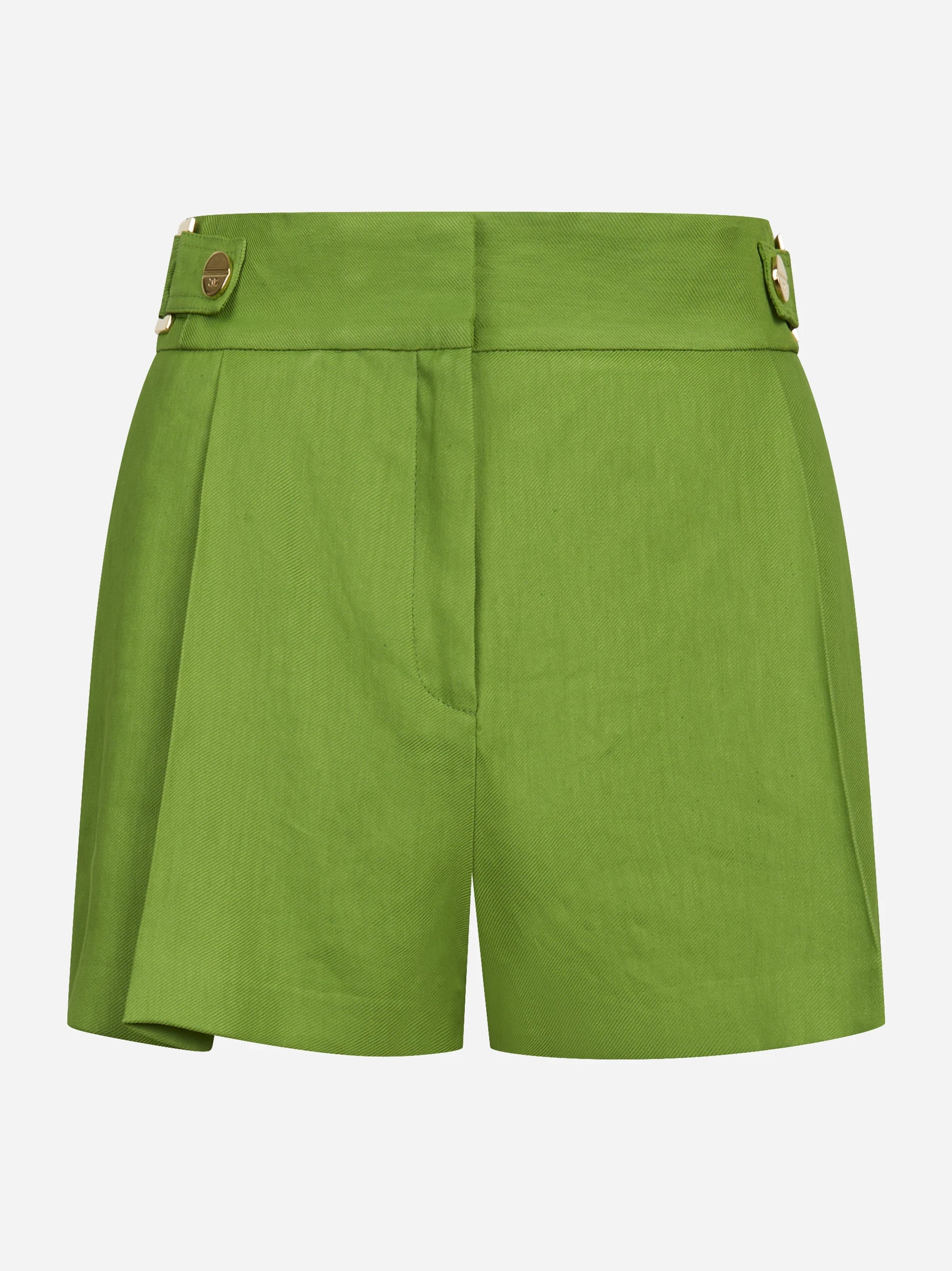 Shorts in misto lino con cinturini verde