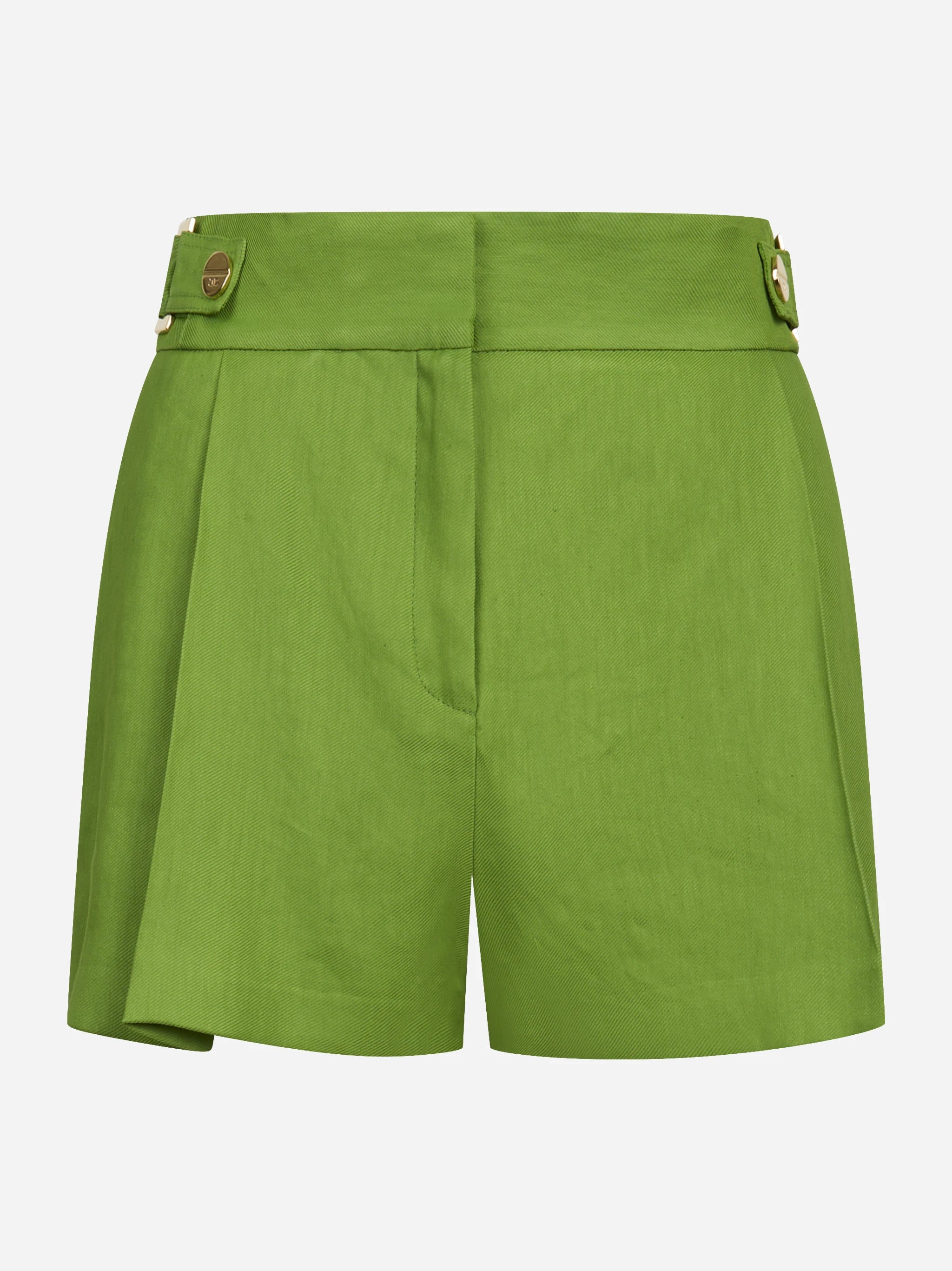 Shorts in misto lino con cinturini verde