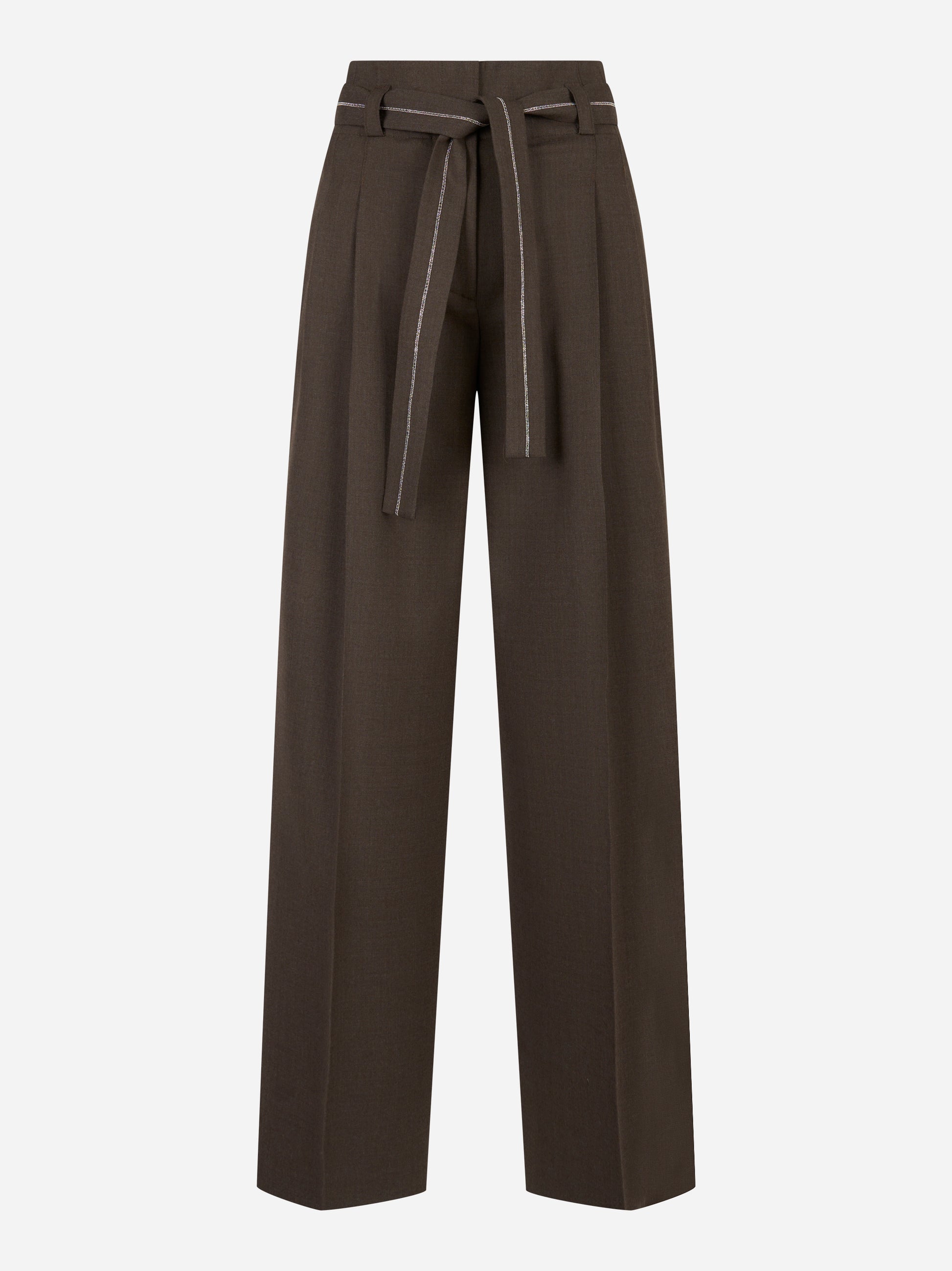 Pantalone flanella stretch di lana tecnica Marrone