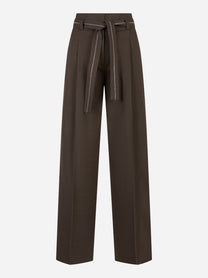 Pantalone flanella stretch di lana tecnica Marrone