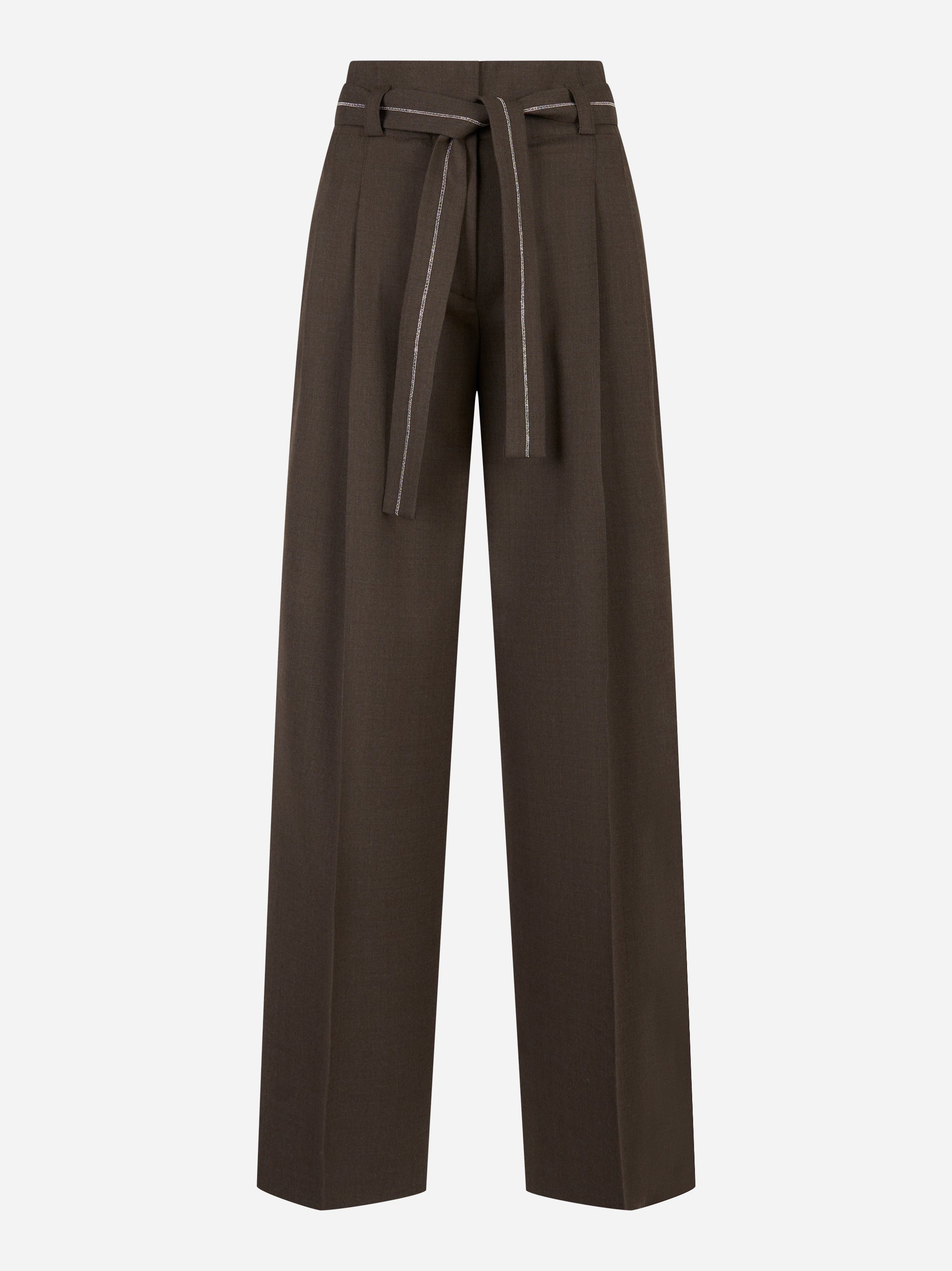 Pantalone flanella stretch di lana tecnica Marrone