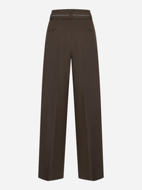 Pantalone flanella stretch di lana tecnica Marrone