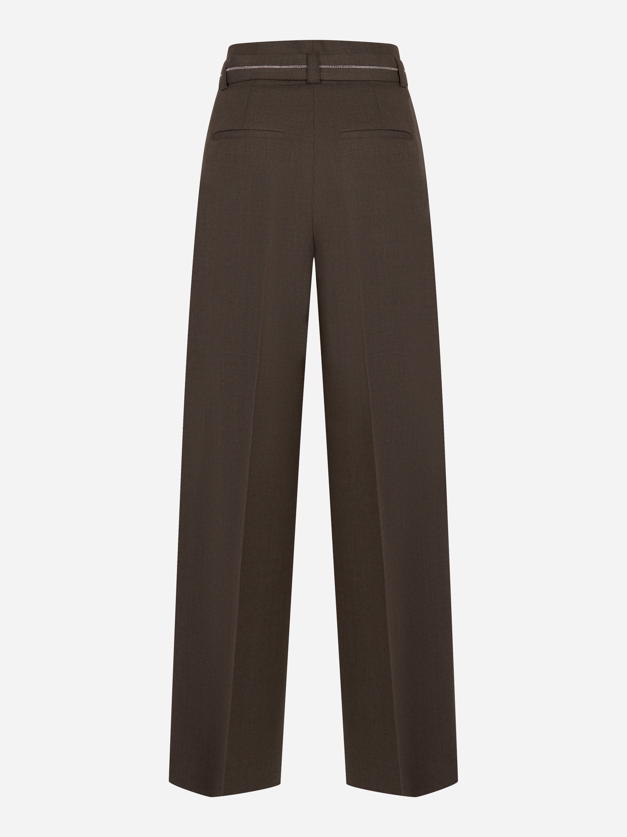 Pantalone flanella stretch di lana tecnica Marrone