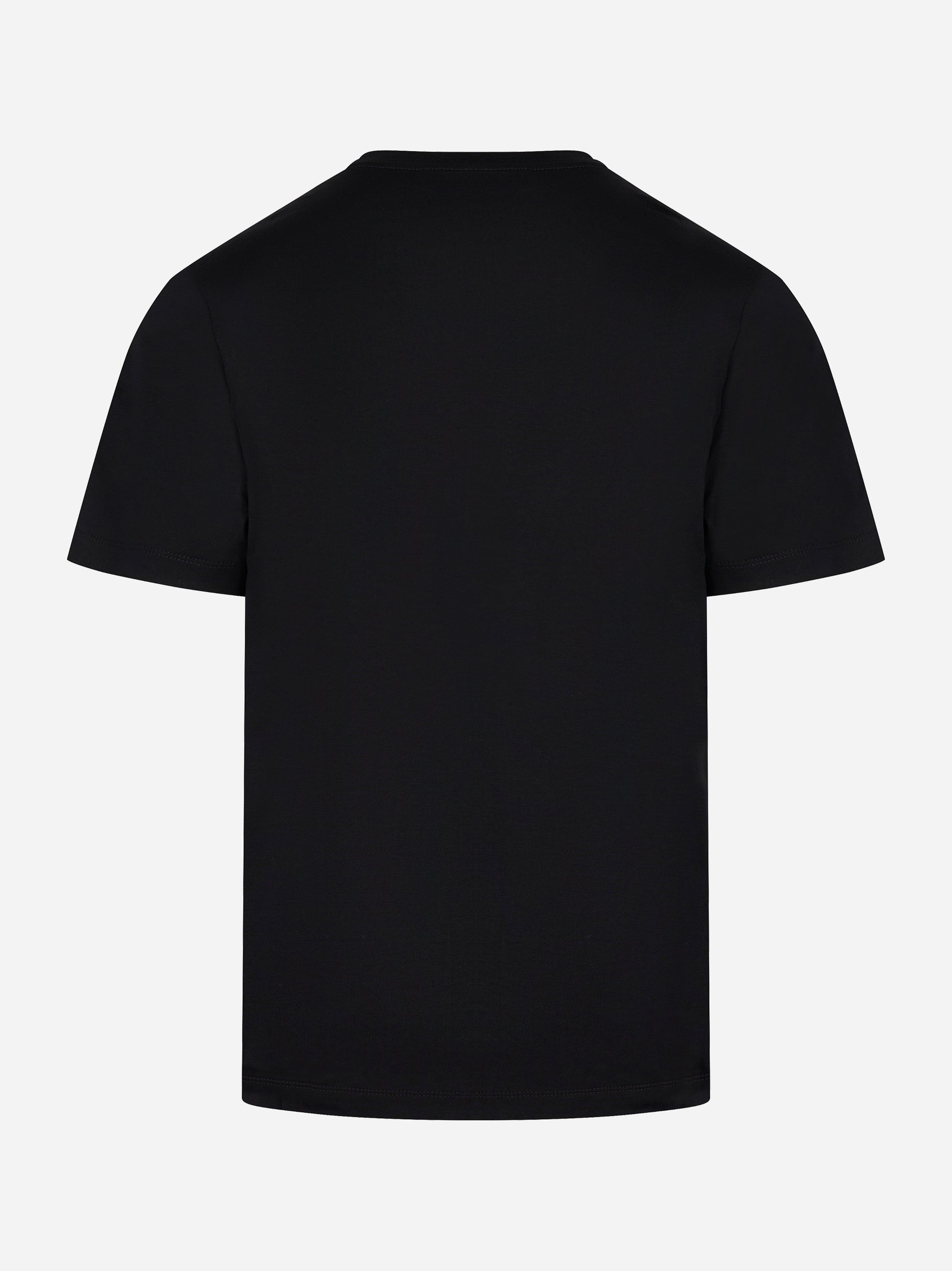 T-shirt nera in cotone con logo tono su tono Dondup vista posteriore