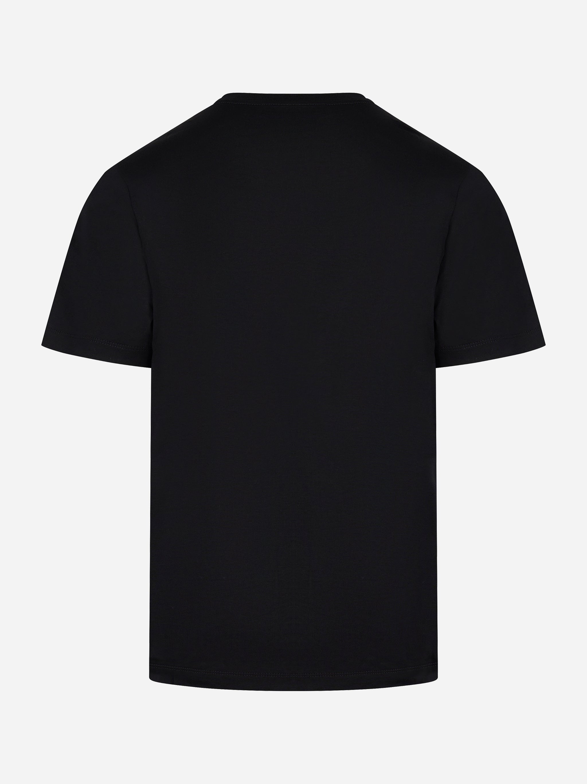 T-shirt nera in cotone con logo tono su tono Dondup vista posteriore