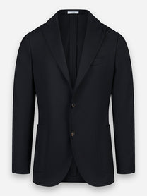 Blazer in lana con rever a lancia e tasche a toppa Nero