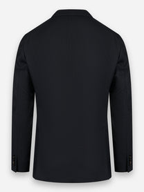 Blazer in lana con rever a lancia e tasche a toppa Nero