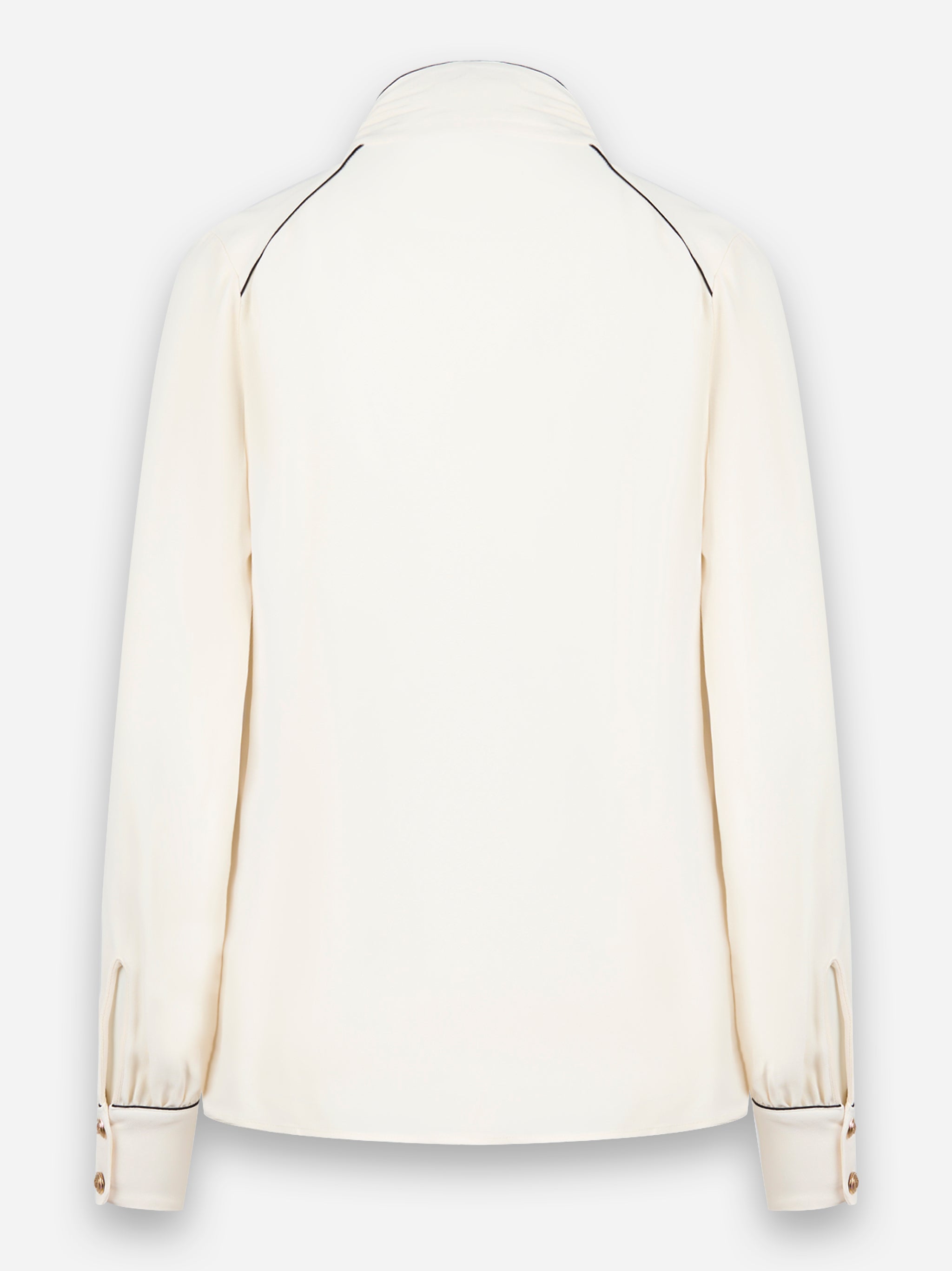 Camicia in georgette con sciarpa e piping Bianco