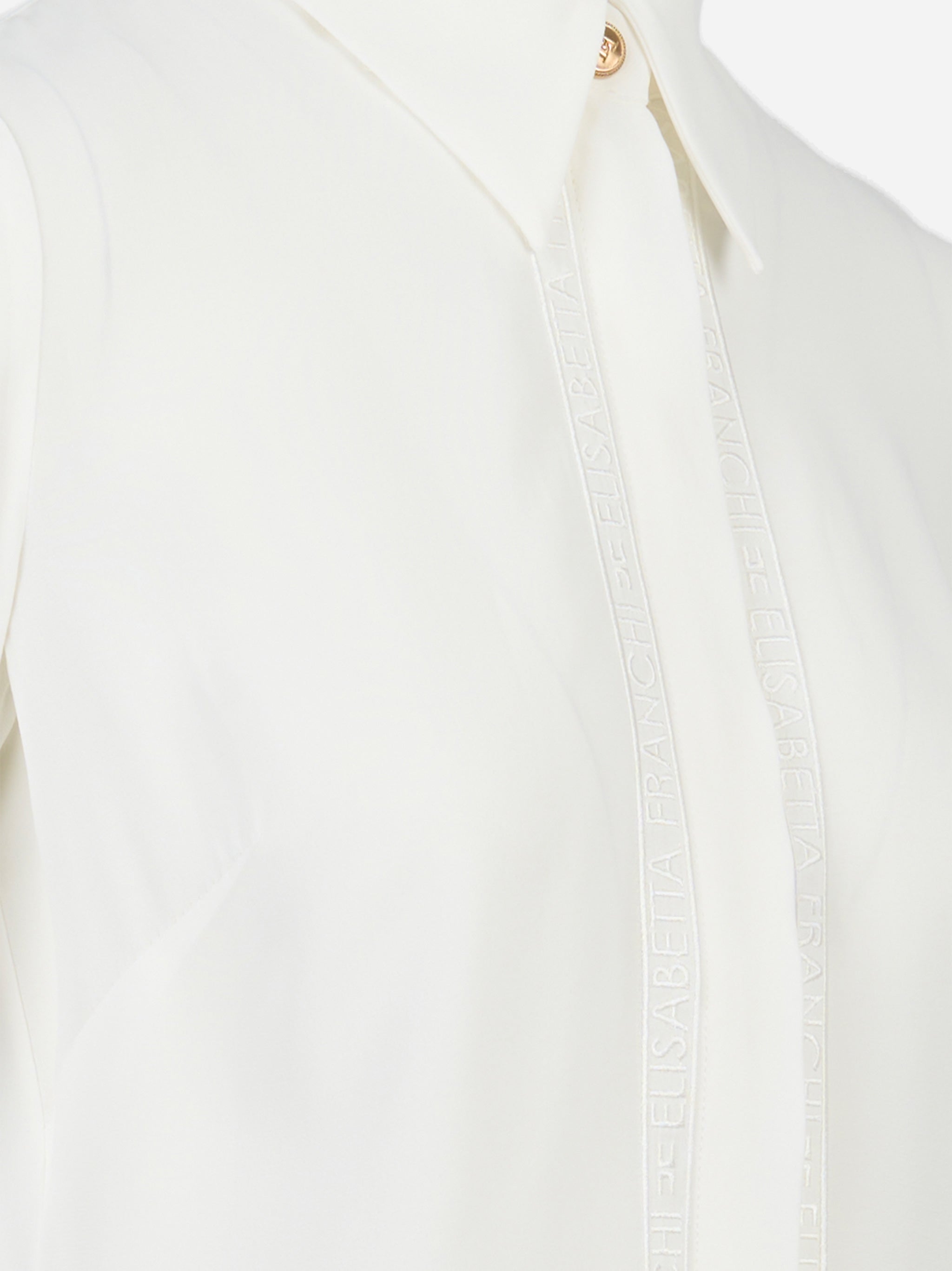 Camicia in georgette con bande lettering Bianco