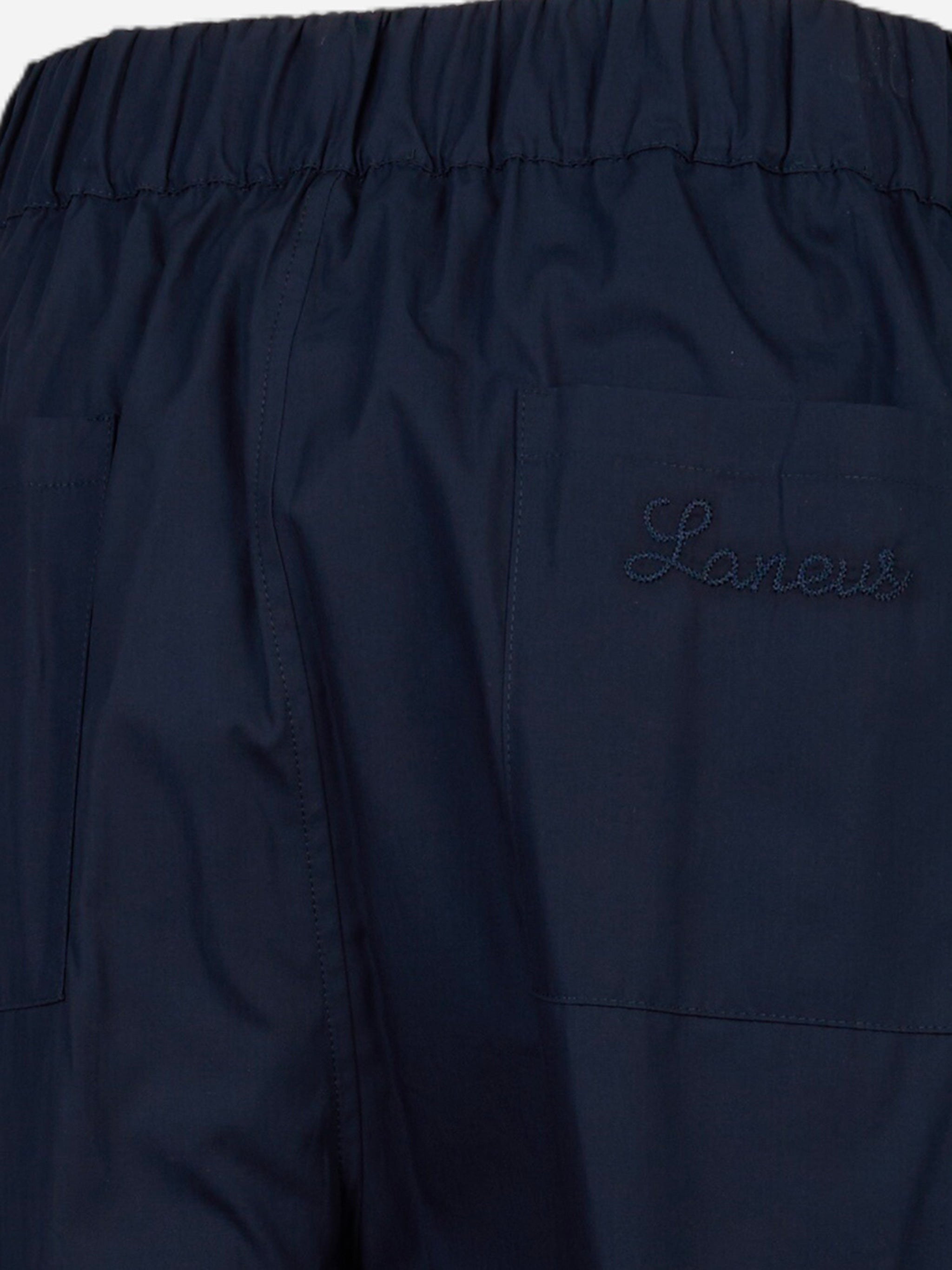 Pantalone loose in popeline di cotone Blu