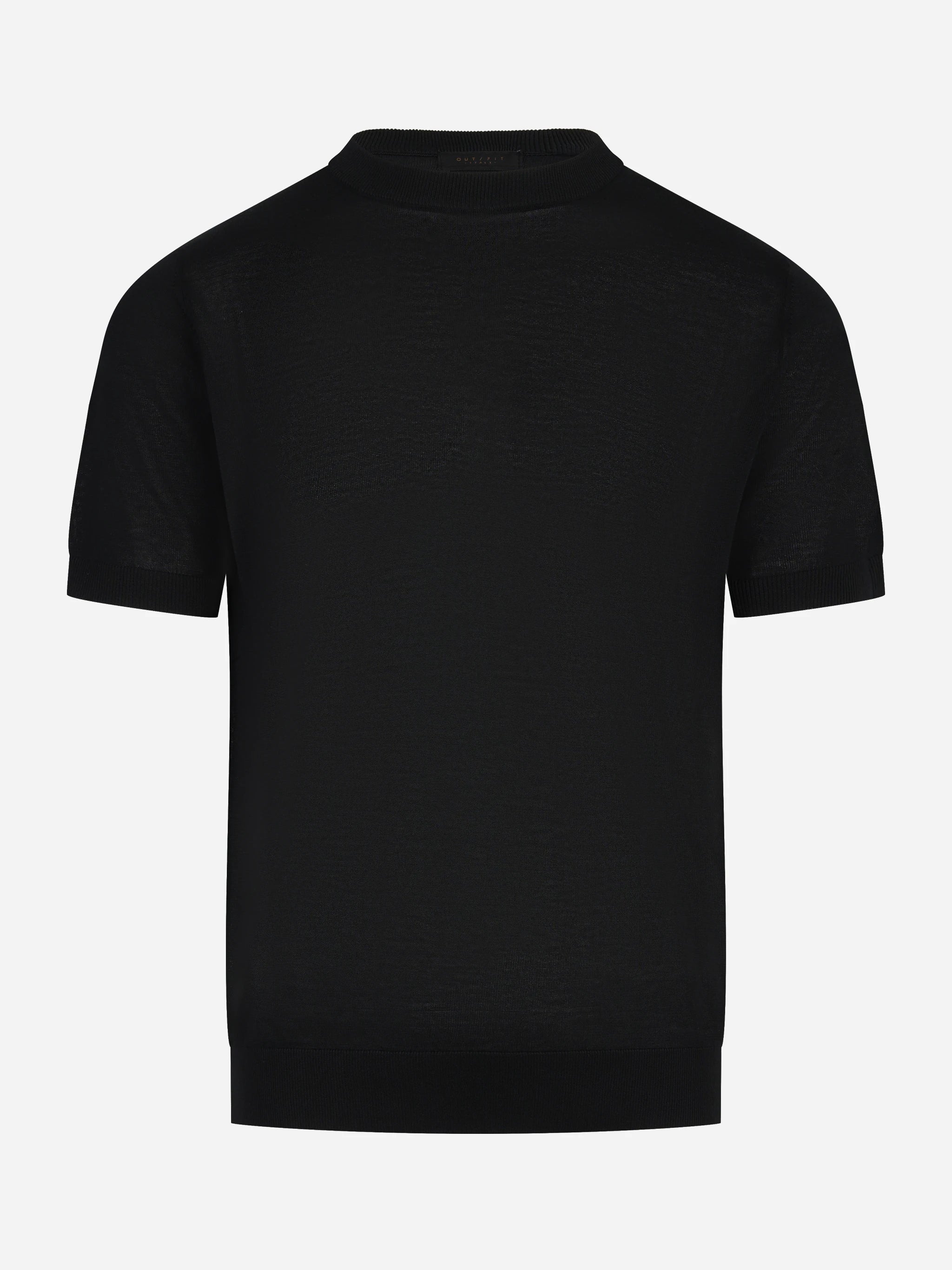 Maglia manica corta in misto cotone nero
