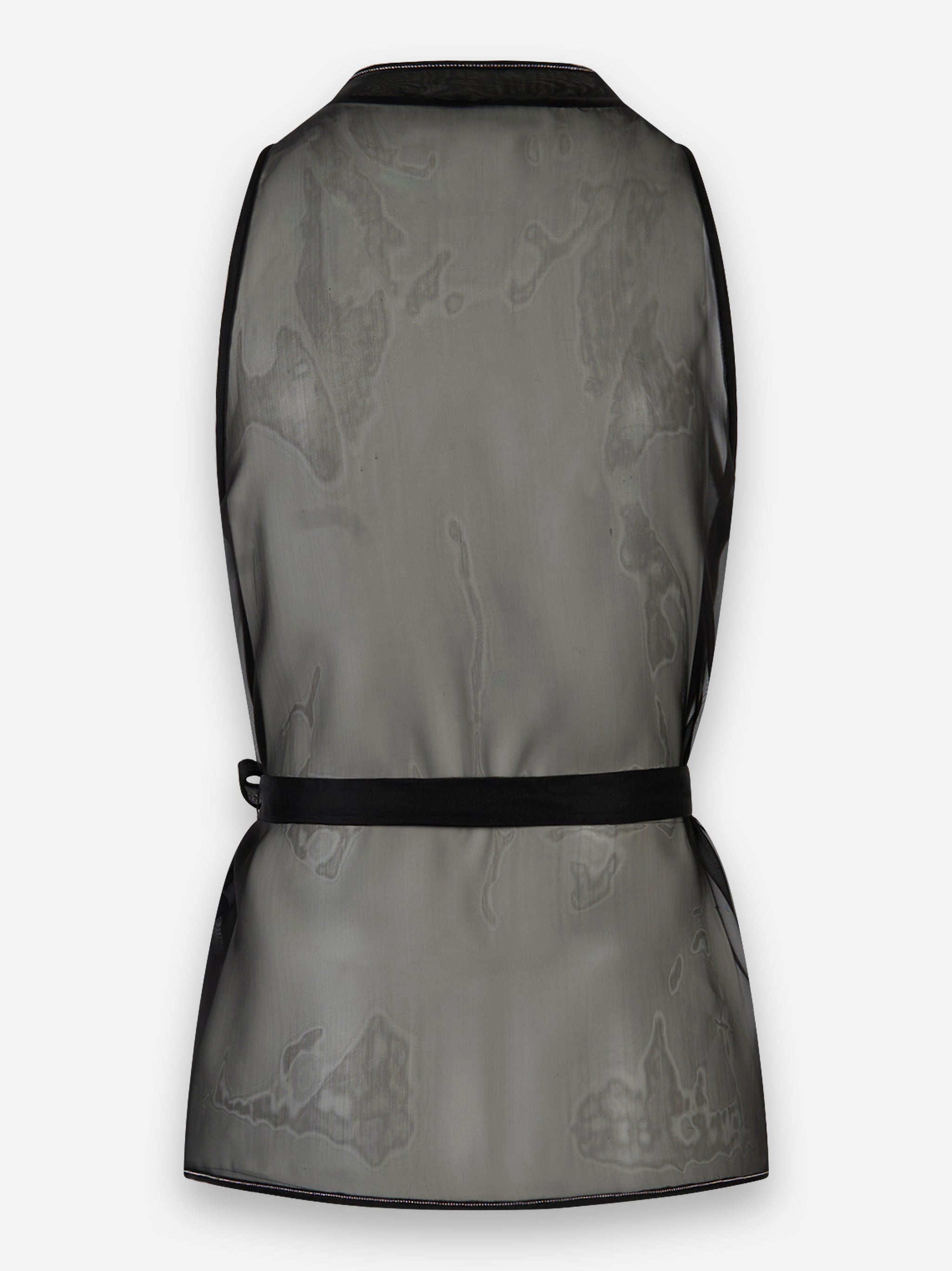 Gilet in organza di seta tecnica con punto luce Nero