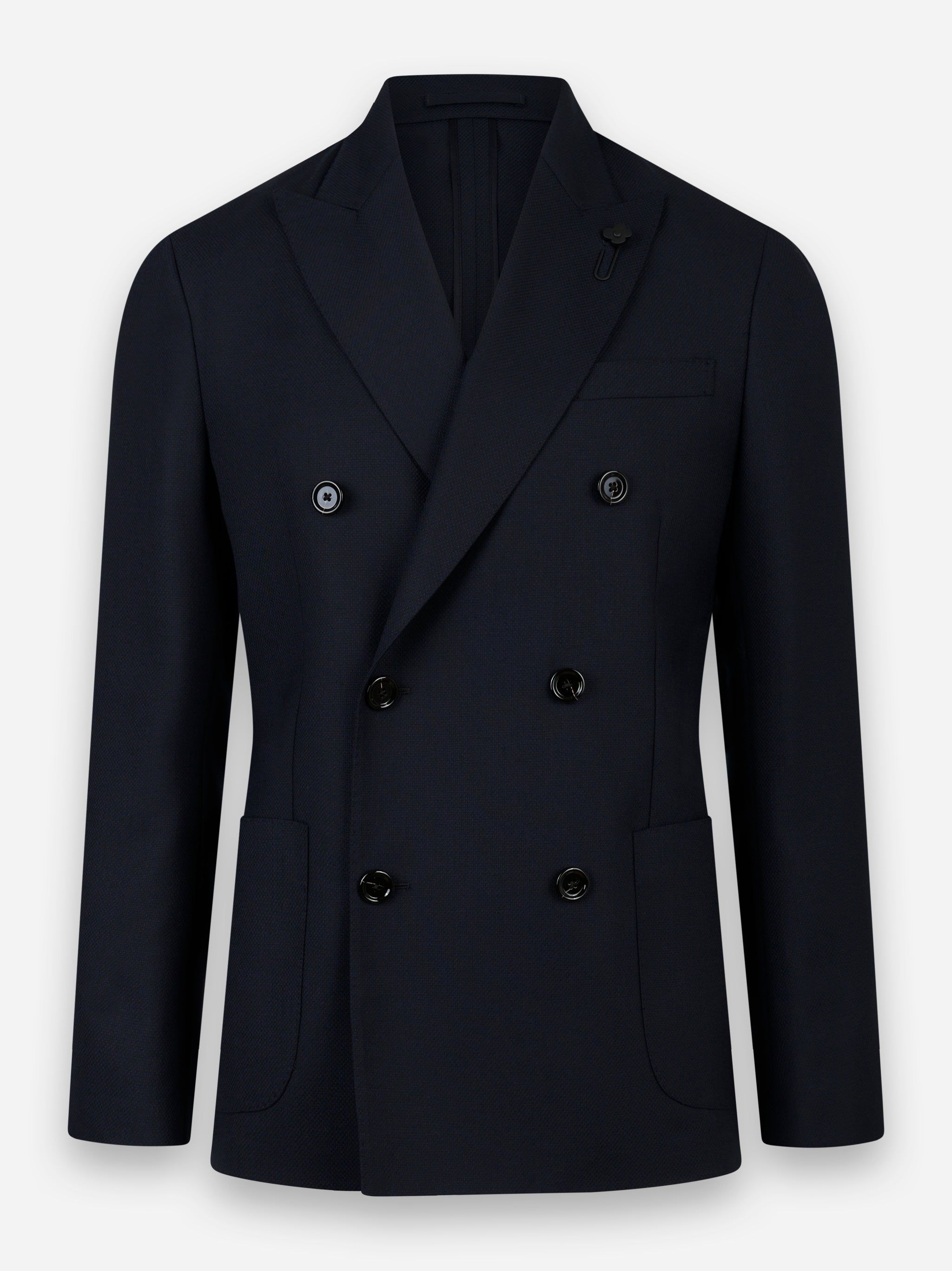 Blazer in lana con tasche a toppa Blu